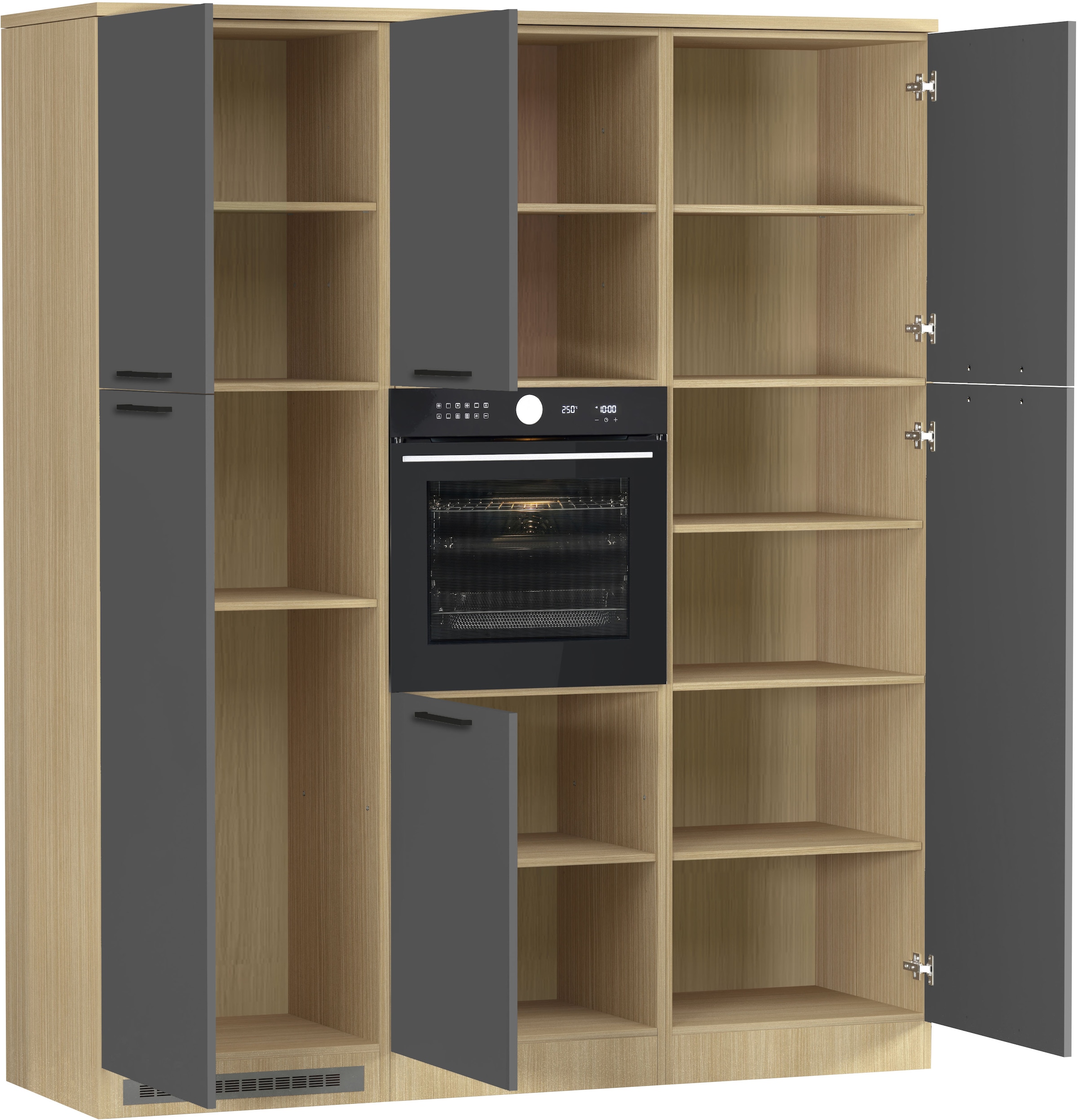 KOCHSTATION Küchenzeile »Luna, Küchenblock, Kücheninsel, Hängeschrank, Made in Italy« 3er-Set, Metallgriffe, Soft-Close-Funktion, inklusive Spüle