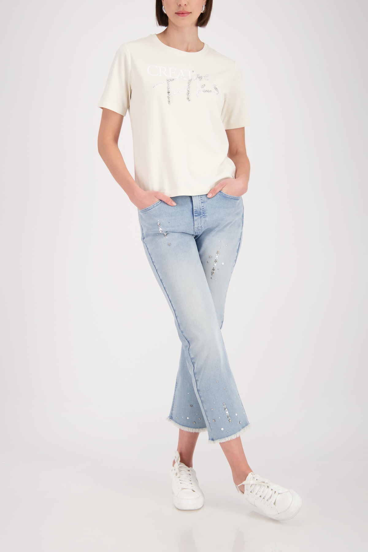 Monari T-shirt »Shirt Schmuckschrift« Regular fit mit Schmuckschrift