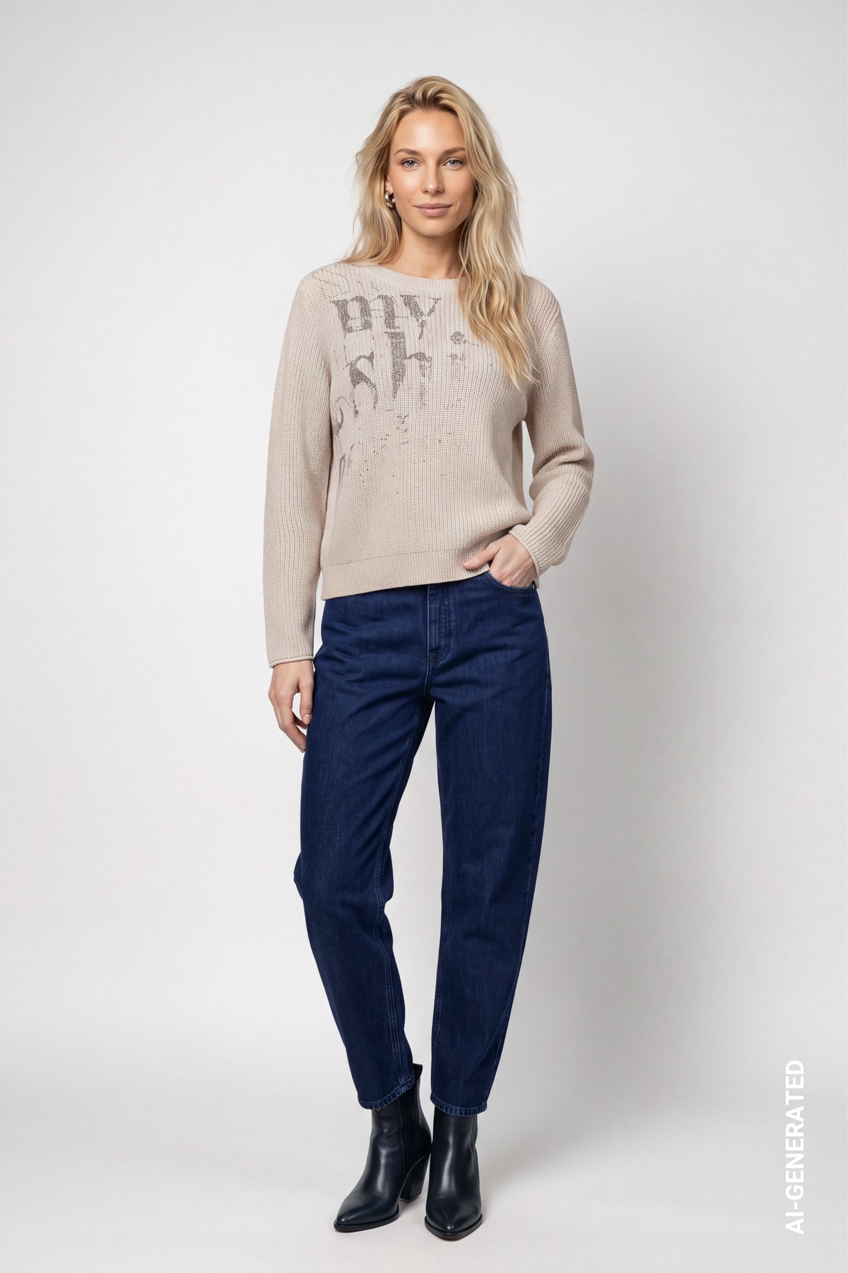 Monari Strickpullover Regular fit mit Rundhalsausschnitt
