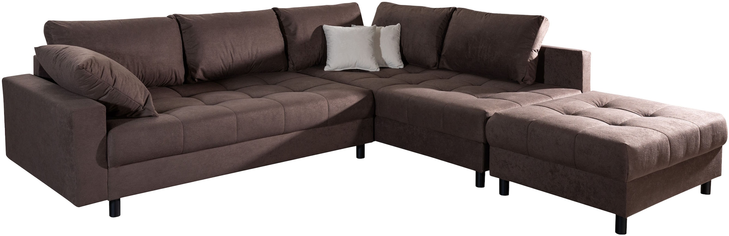 COLLECTION AB Canapé d'angle »Toni L-Form 274 cm« Set : canapé & pouf, 2 coussins décoratifs, ressorts Bonell