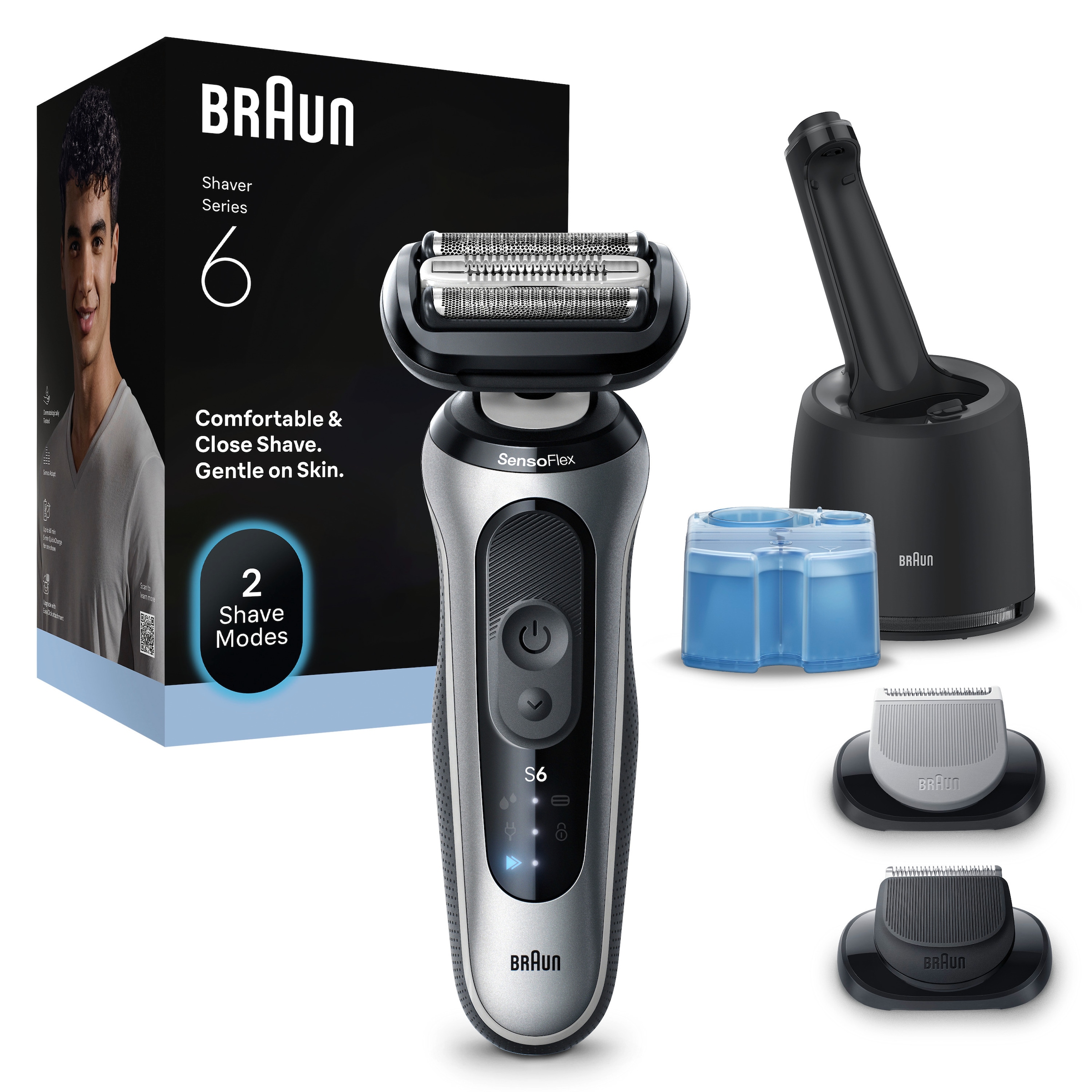Image of Braun Elektrorasierer "Series 6 62-S7650CC" Smart Care Center 2 Stk. Aufsätze 100% wasserdicht, mit 4in1 SmartCare Center, +2 Aufsätze