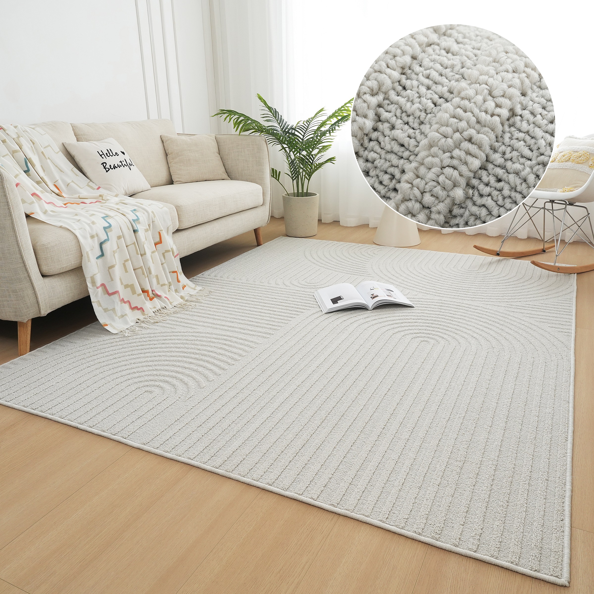 Image of GOODproduct Teppich "Jola Hoch-Tief-Design, Scandi-Look, Zen" rechteckig 10 mm Höhe Boho, Modern, 3D, Wohnzimmer, Schlafzimmer, wasserabweisend