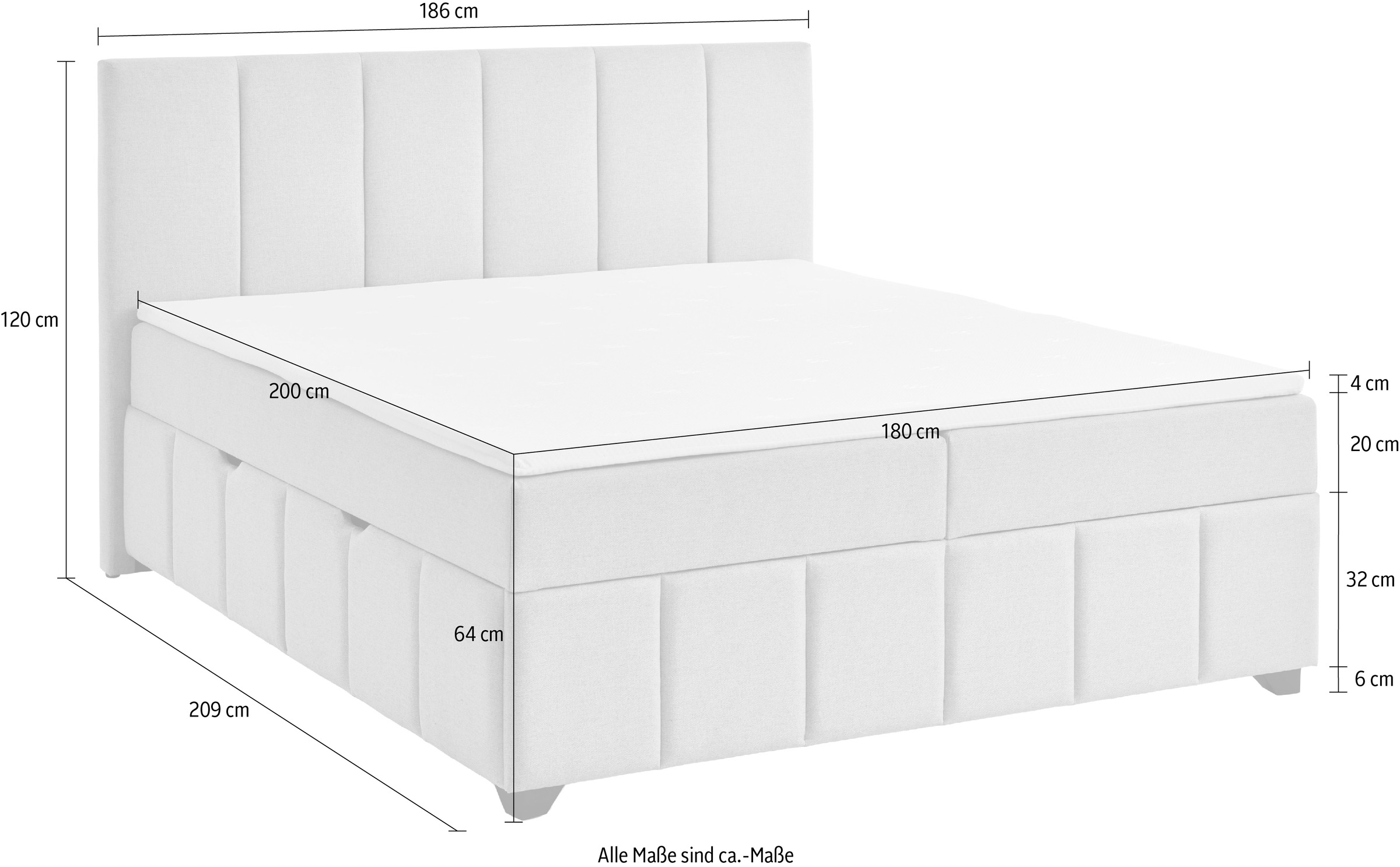 INOSIGN Boxbett »Bellah inkl. Bettkasten, erhältlich in der Breite 180x200cm«, inkl. PU-Schaum-Topper