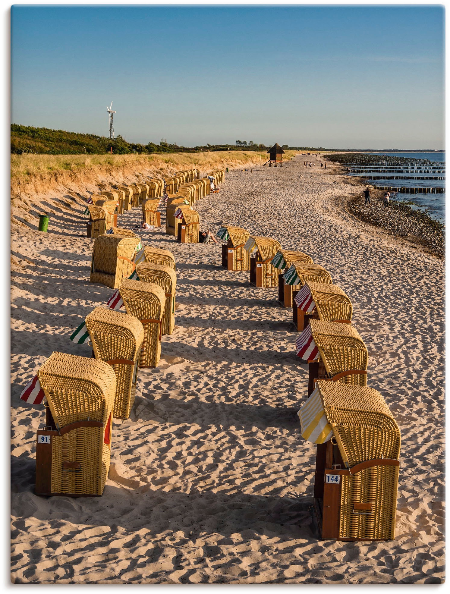 Image of Artland Leinwandbild "Strandkörbe Ostseeküste in Wustrow" Gewässer 1 Stk. tlg. auf Holzrahmen gespannt