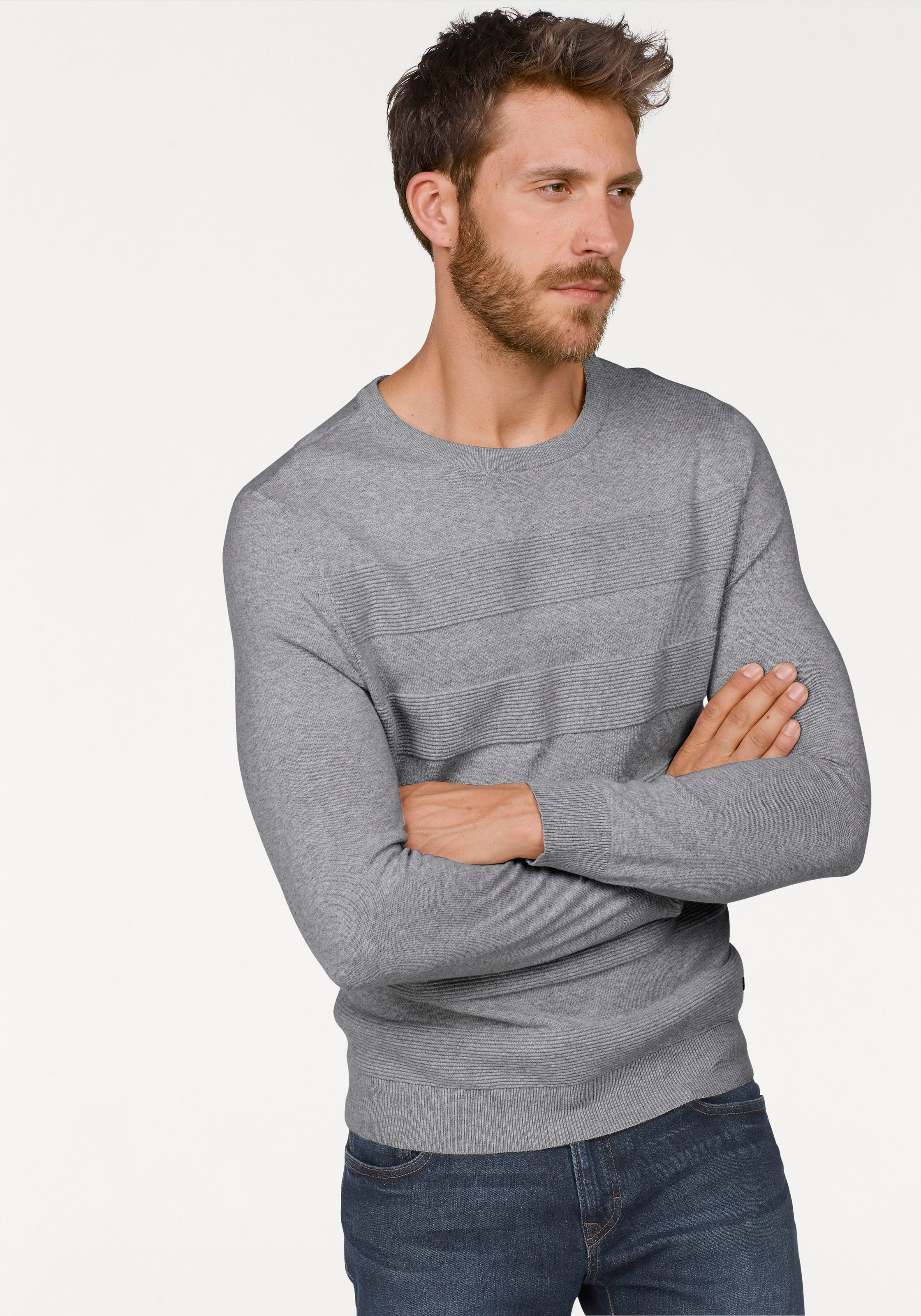 Image of Bruno Banani Rundhalspullover, in Streifenoptik bei Ackermann Versand Schweiz