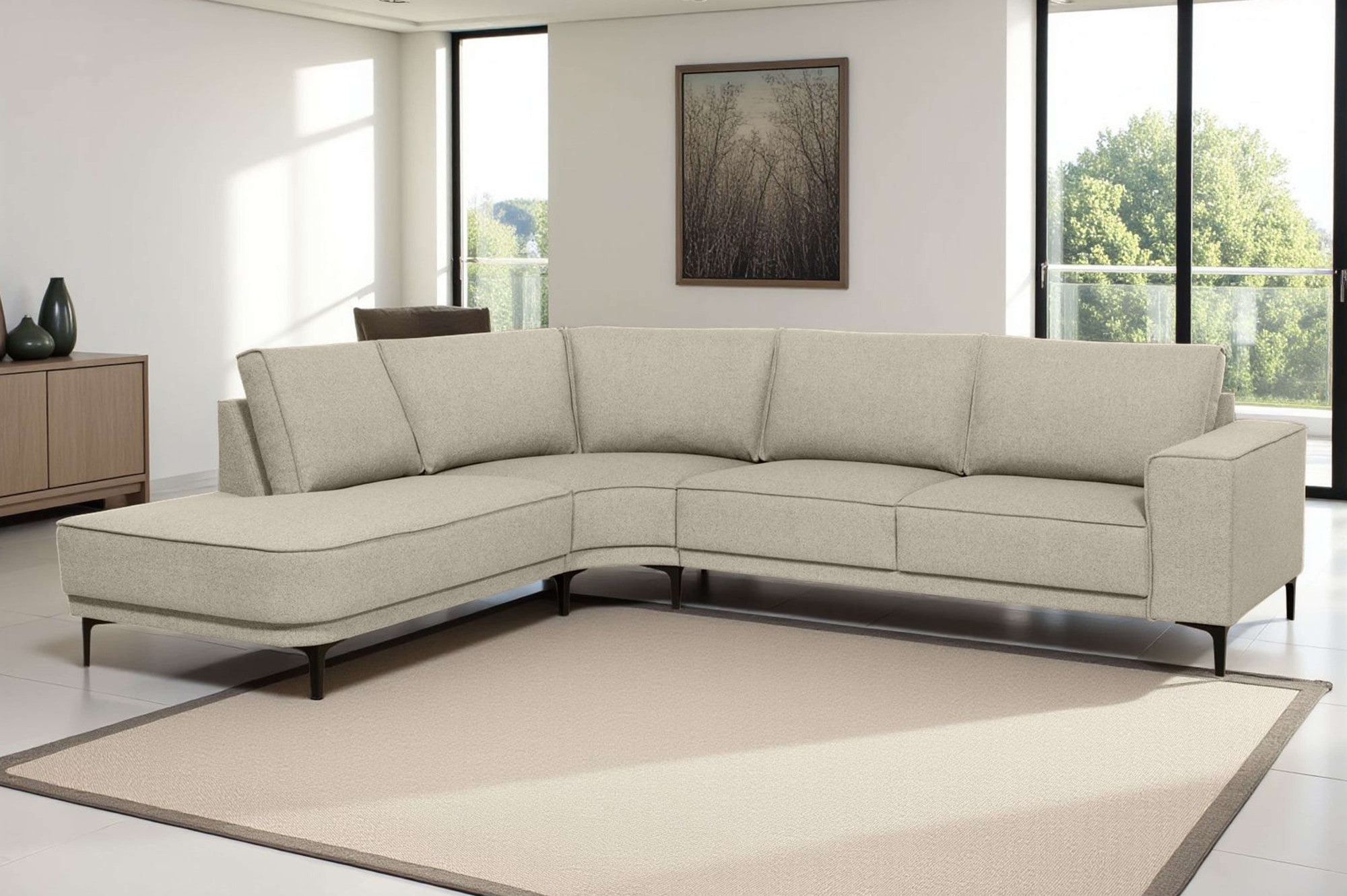 Places of Style Ecksofa »Casina«, mit abgerundeter Ottomane, in einem weichen Chenille-Stoff
