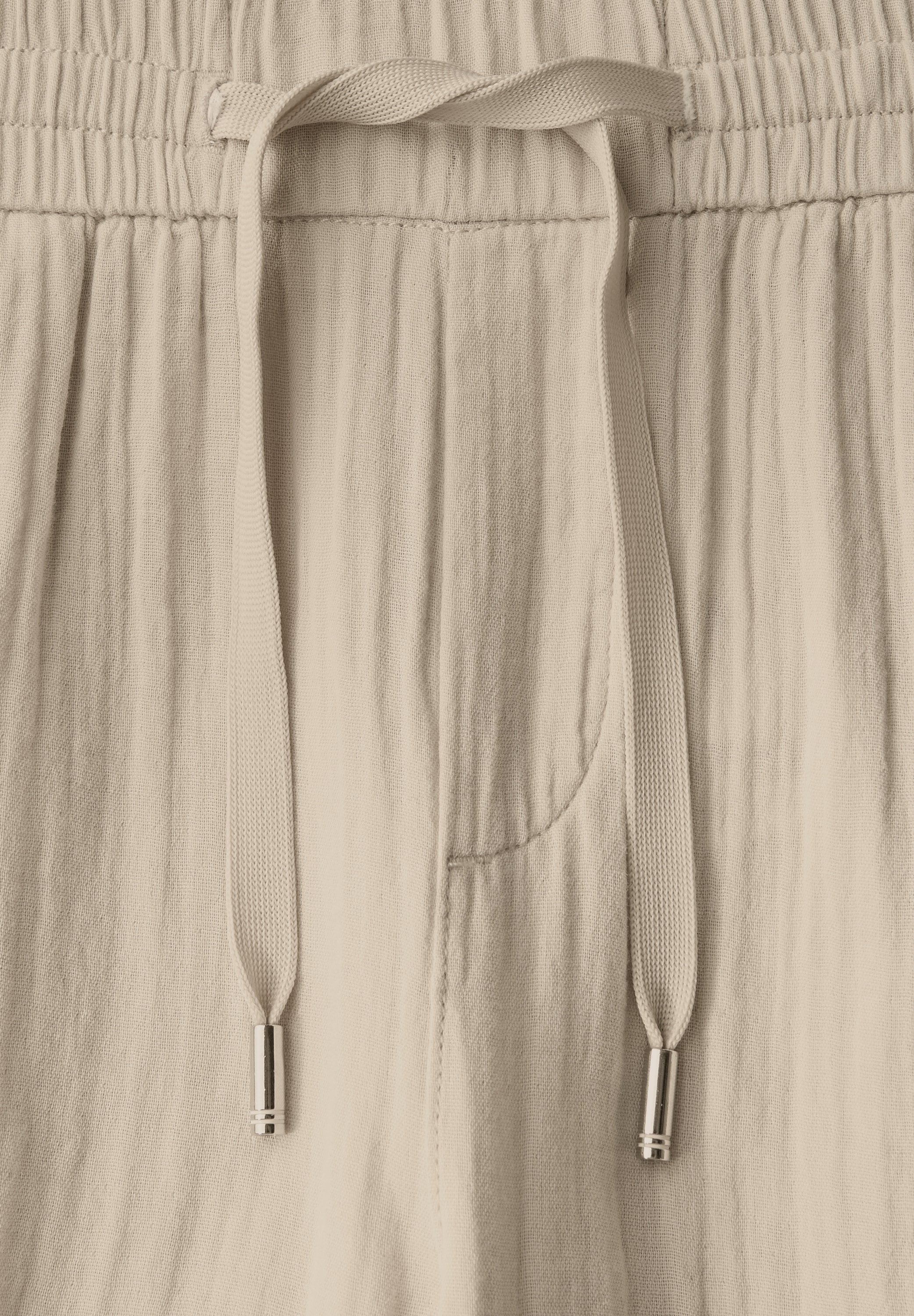 STREET ONE Stoffhose, Sommerhose mit elastischem Bund und Tunnelzug, im Musselin-Look