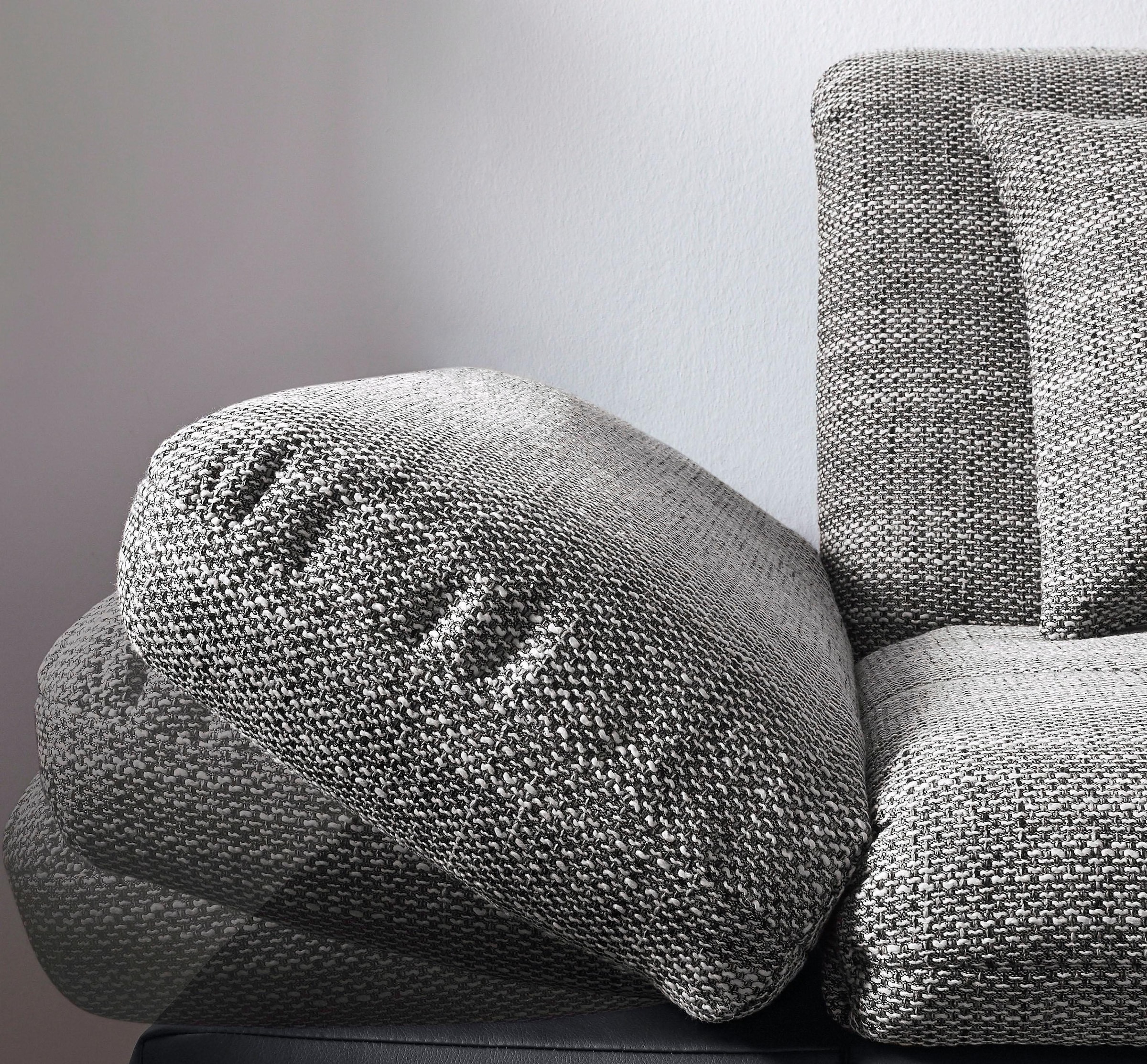 DOMO collection Ecksofa »Moric, L-Form, XXL-Sofa - Breite 300cm«, wahlweise mit Bettfunktion und Armteilverstellung, schwarz-weiss-grau