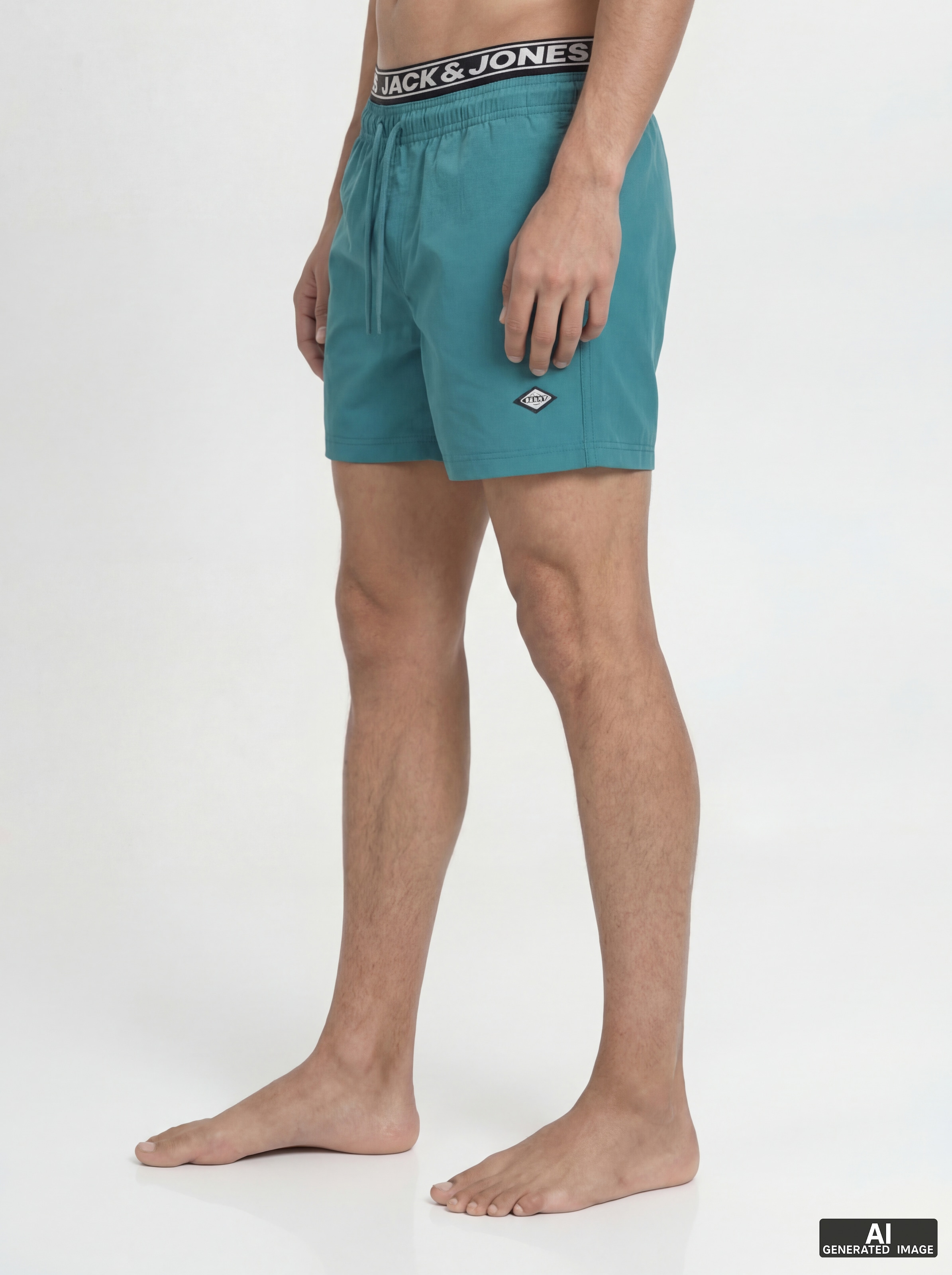 Jack & Jones Badeshorts »JPSTMAUI SURF DOUBLE WB SWIM SHORTS« Kunstfaser, Elastisches Taillenbund, Logo-Detail