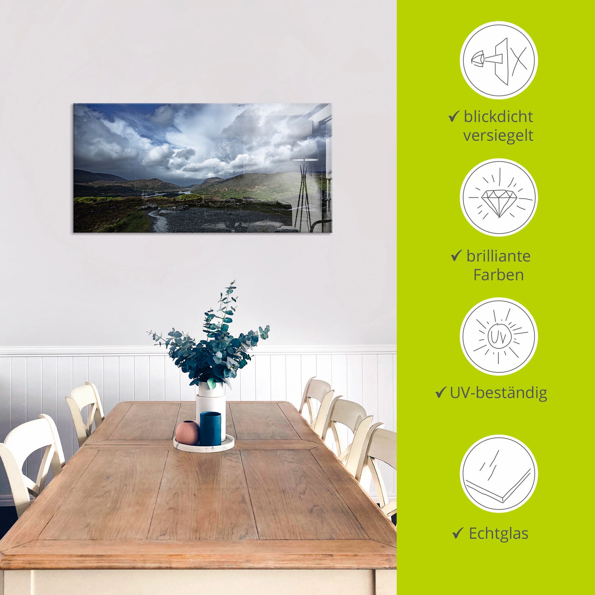 Artland Glasbild »Irland - Natur pur«, Europa, (1 St.), in verschiedenen Grössen