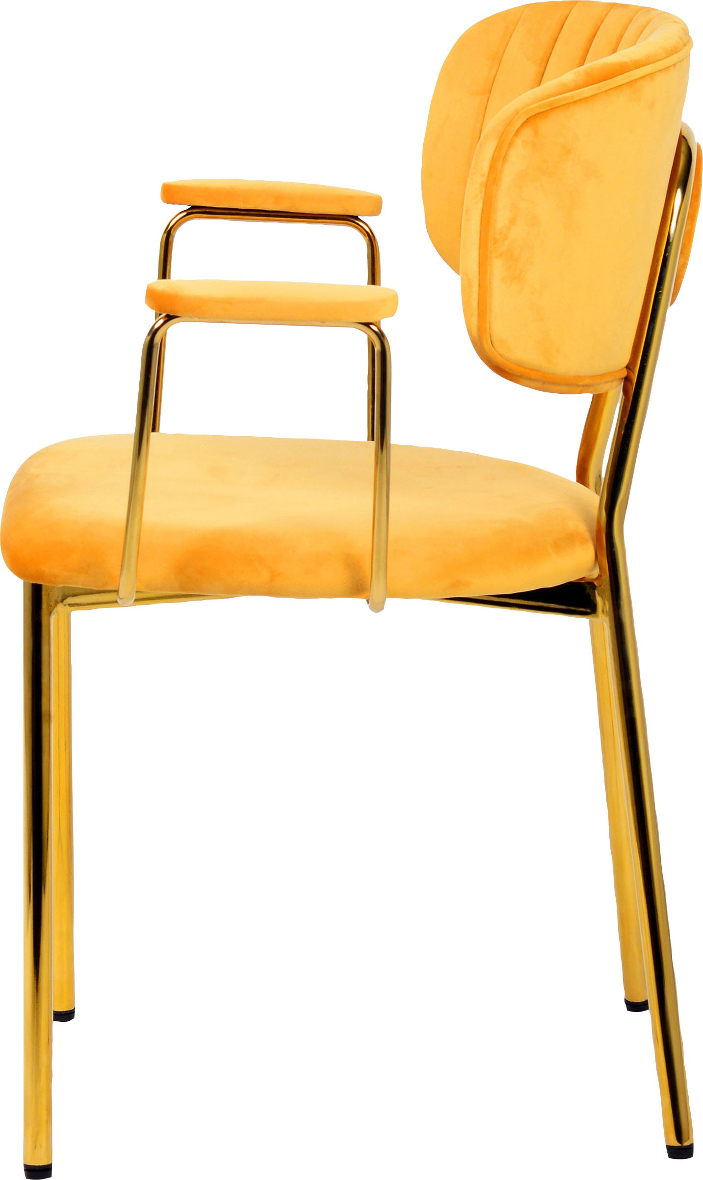 Kayoom 4-Fussstuhl »Stuhl Kian 225 2er-Set, Gestell aus Edelstahl, Rückenpolster«, (Set), 2 St., Stoffbezug, samtweicher Bezug Rückenpolster ist ein Hingucker