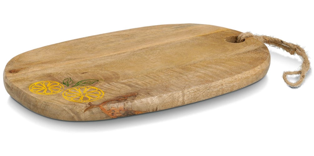 Image of Zeller Present Servierbrett "Schneide-/Servierbrett "Lemon", Mangoholz" Zitronenmotiv, natürliches Material