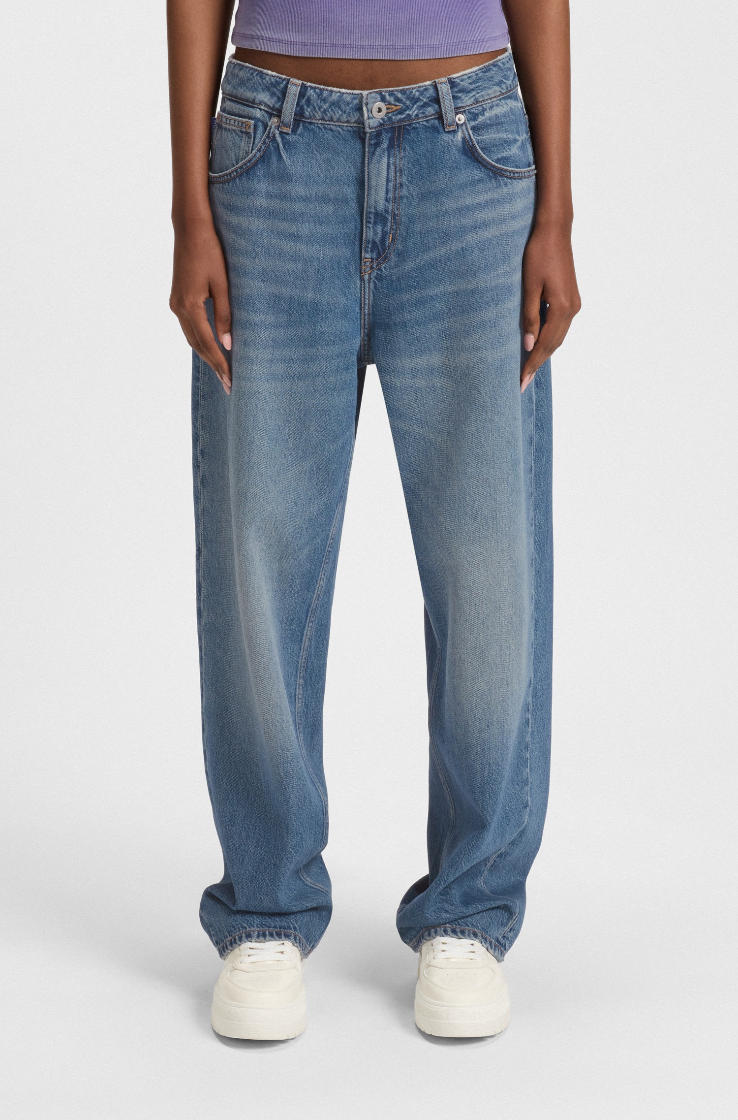 Image of HUGO 5-Pocket-Jeans "Leni" Loose Fit Baggy Jeans Wide Leg Low to Mid Waist