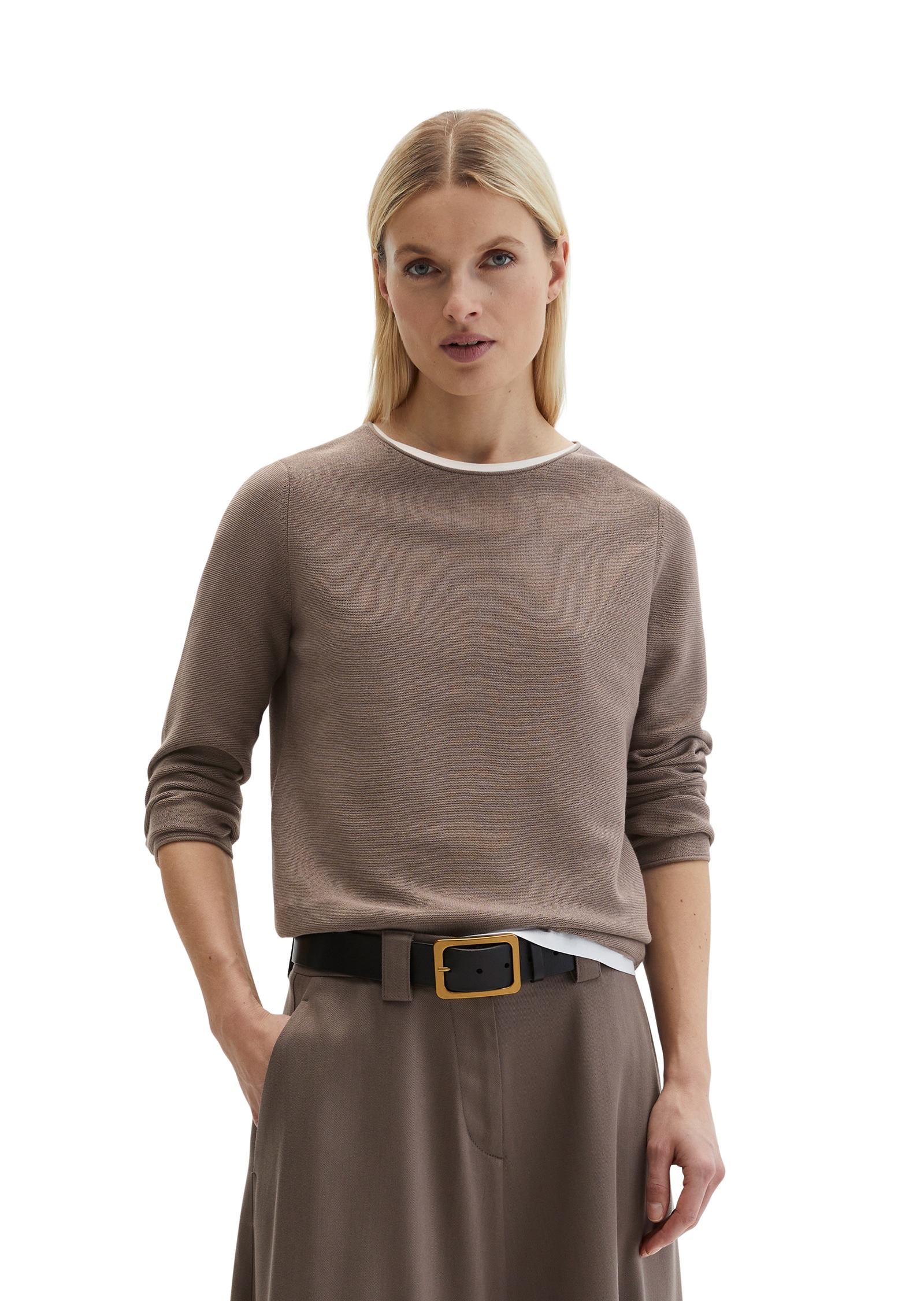 Image of Marc OPolo Strickpullover slim fit aus softem Organic Cotton, mit Rollkanten