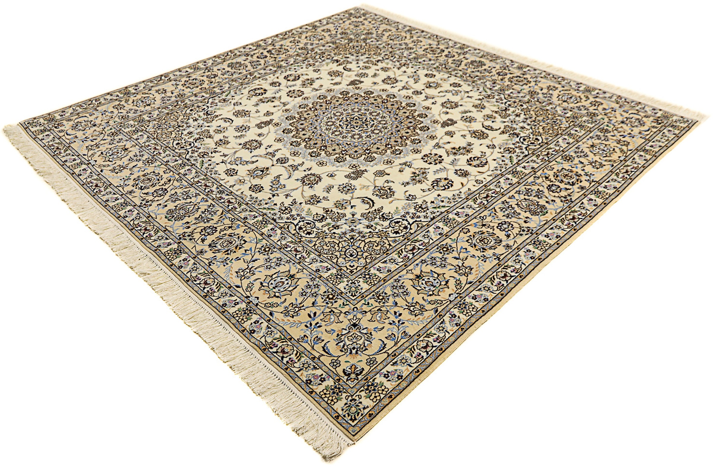 Image of morgenland Orientteppich »Perser - Nain - Premium quadratisch - 205 x 205 cm - beige«, quadratisch, 6 mm Höhe, Wohnzimmer, Handgeknüpft, Einzelstück mit Zertifikat bei Ackermann Versand Schweiz