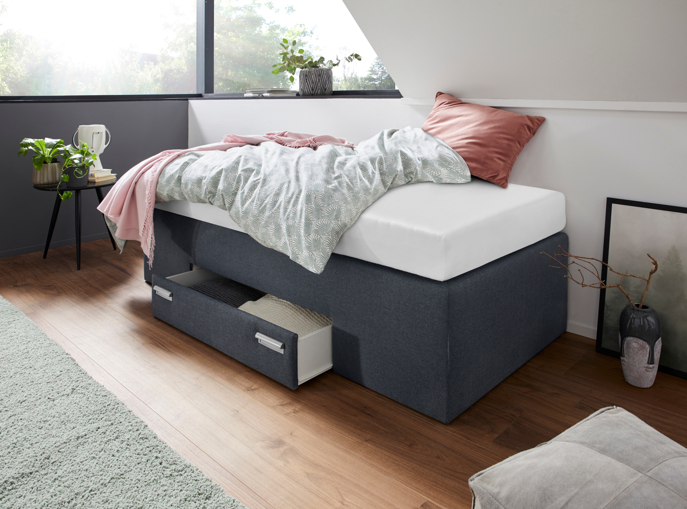 Westfalia Schlafkomfort Lit boxspring mit integrierter Schublade, frei im Raum stellbar