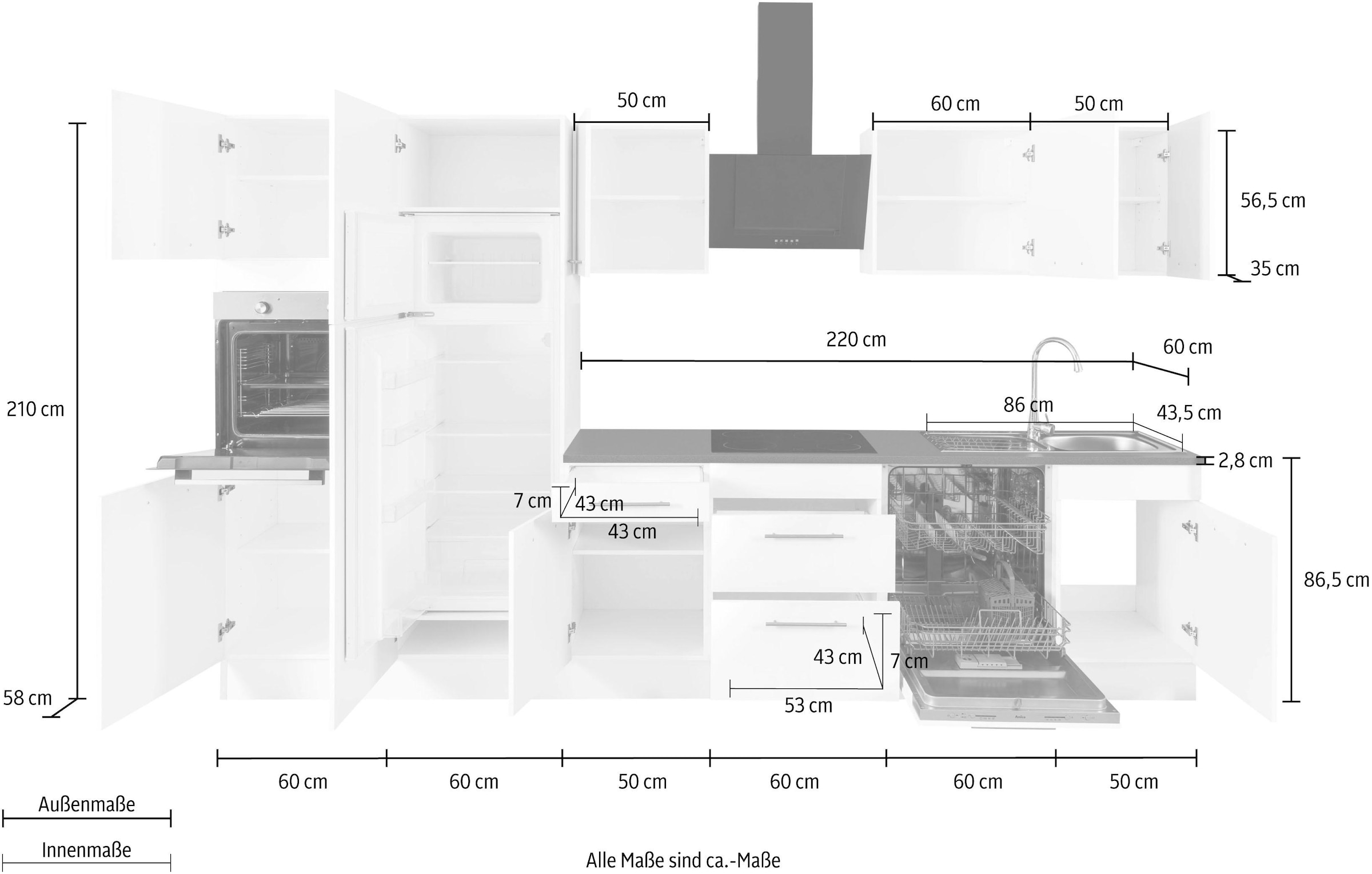 wiho Küchen Küchenzeile »Ela«, Breite höhenverstellbare Soft-Close-Funktion, kaufen Füsse cm, günstig 340