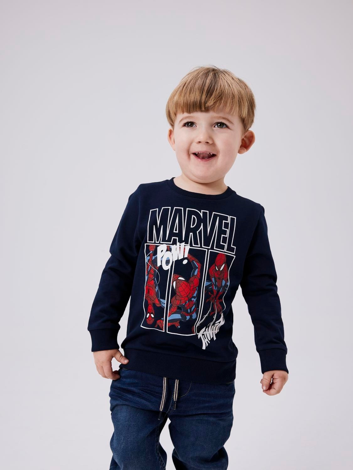 Image of Name It Sweatshirt "NMMJESSIE SPIDERMAN SWEAT UNB NOOS MAR", mit coolem Spiderman Print