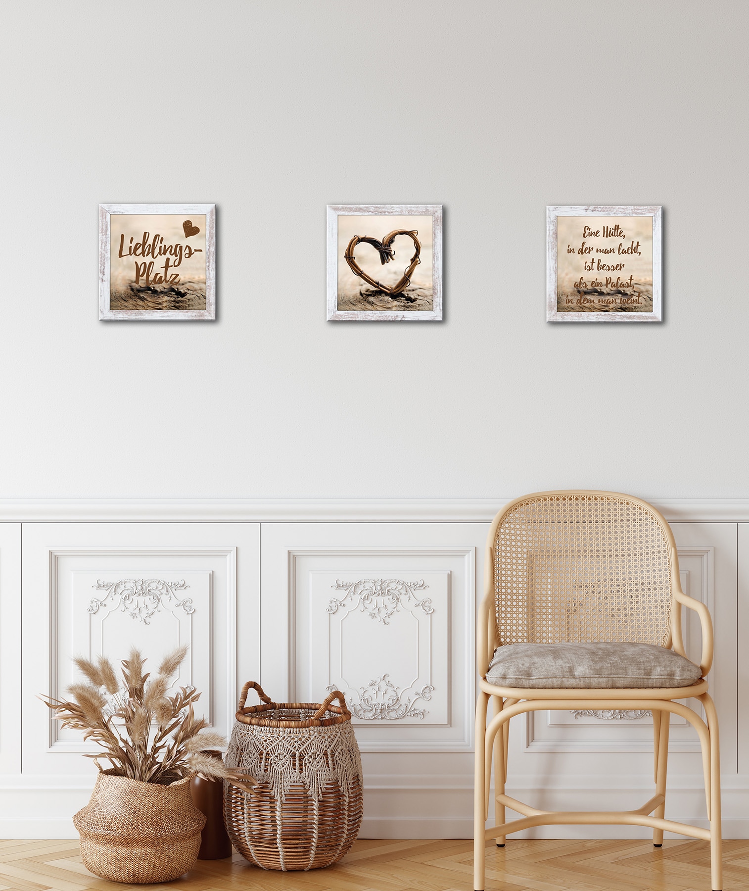 Bönninghoff Bild mit Rahmen »3er-Set gerahmte Bilder LIEBLINGSPLATZ 3x23x23 cm – Wanddeko modern« Herz | Sprüche & Texte 1 Stk. tlg. mehrteiliges Bilder-Set, harmonisch aufeinander abgestimmt