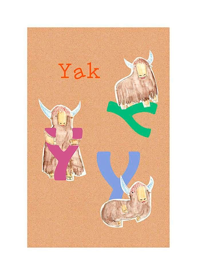 Image of Komar Bild "ABC Animal Y" Buchstaben 1 Stk. tlg. Wandbild zur Dekoration - ohne Rahmen