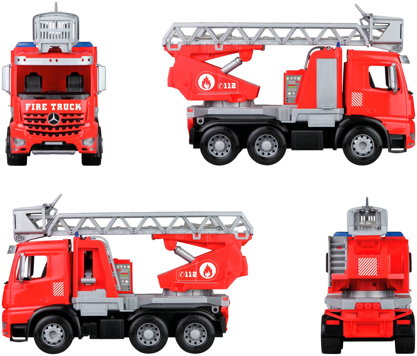 Lena® Jouet pompier »Worxx, Leiterfeuerwehr Mercedes Arocs« fabriqué en Europe