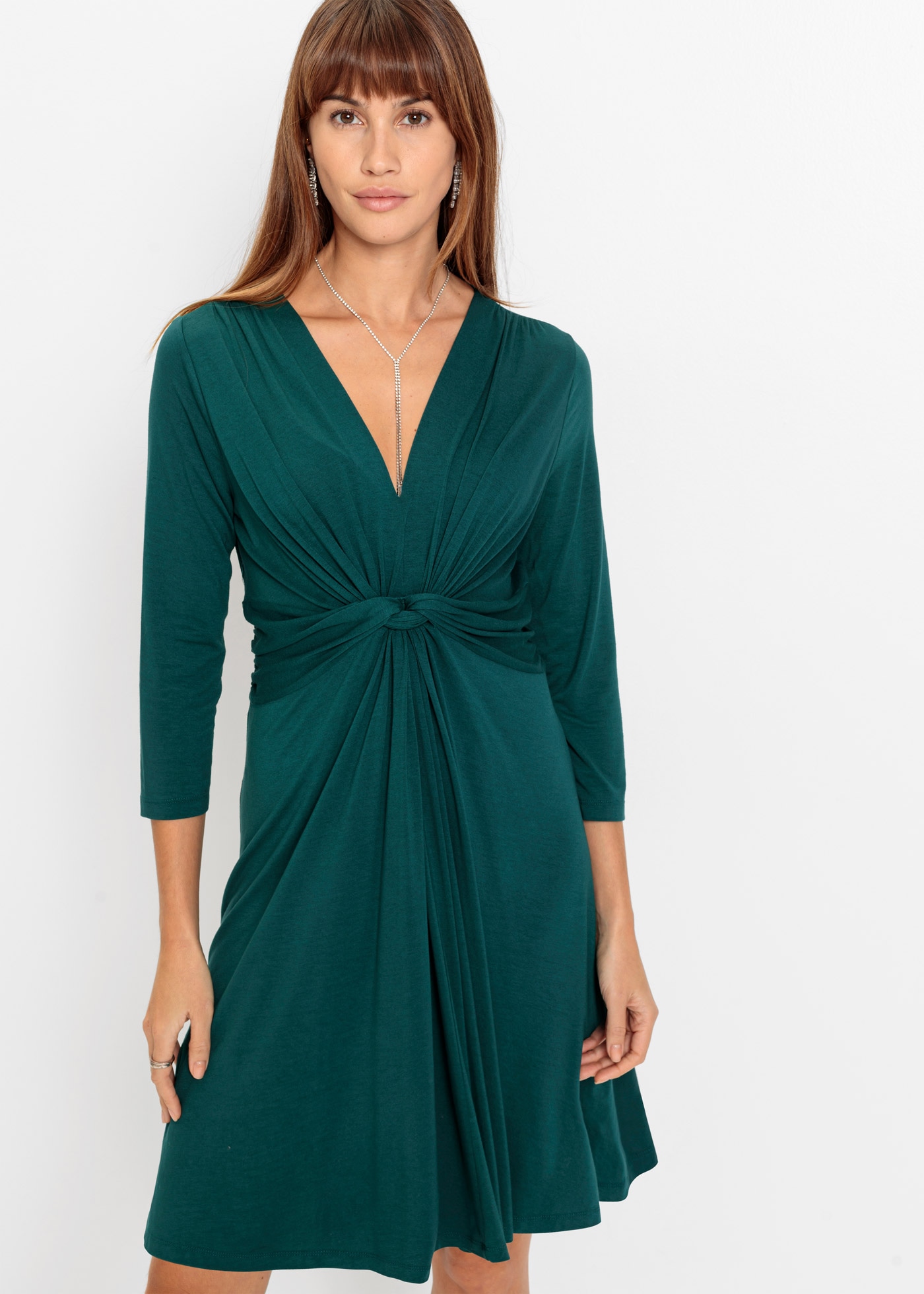 Image of bonprix Jerseykleid "Jerseykleid in fliessendem Viskose-Mix" für Alltag, aus Viskose-Mix, ausgestellte Passform, 3/4-Ärmel