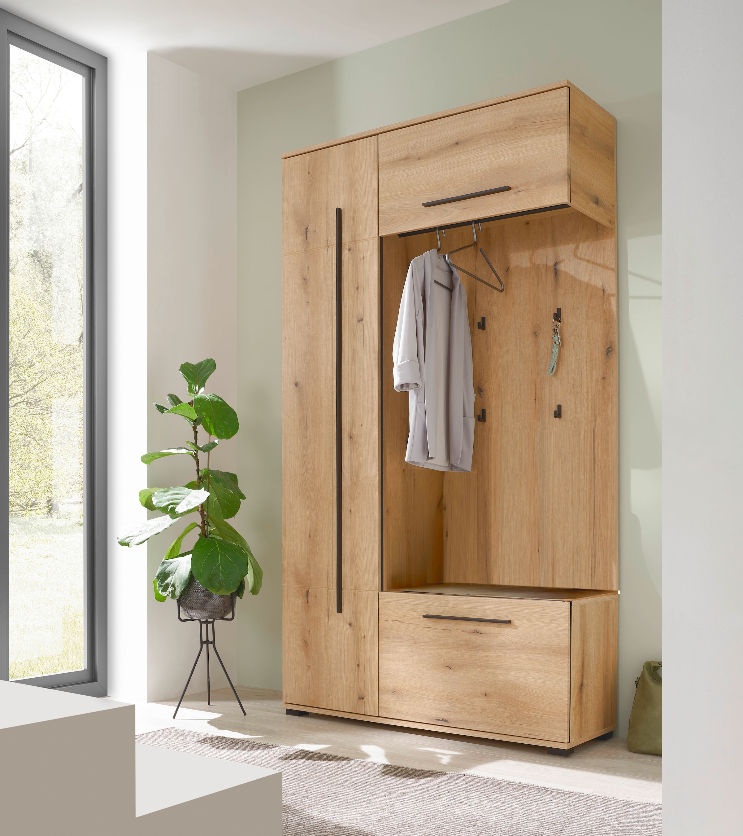 Home affaire Kompaktgarderobe »Cantara Flurgarderobe, modern, 2 Farben, 111 cm breit« vielseitig einsetzbar, unterschiedliche Stauraummöglichkeiten