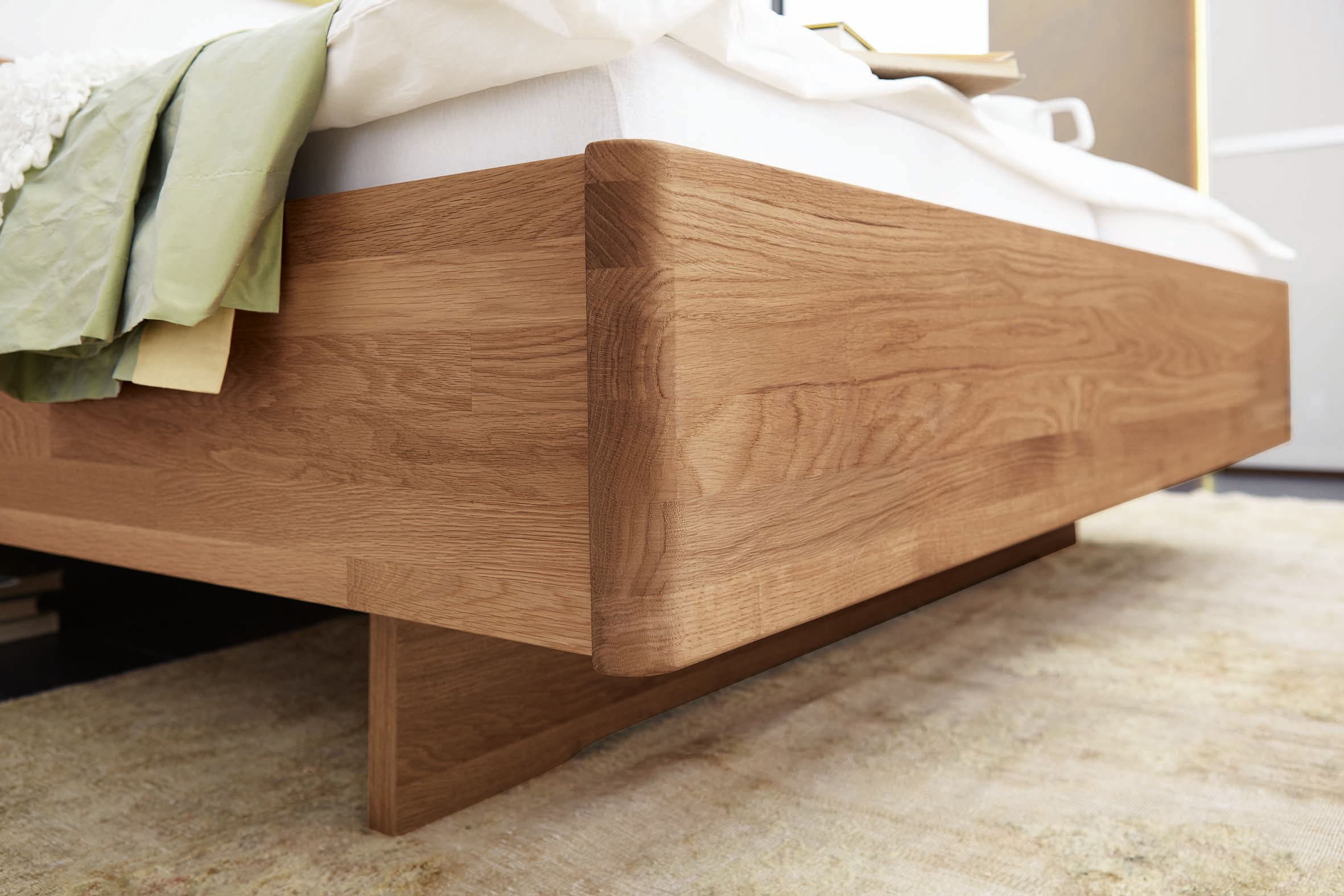 WIEMANN Lit en bois »Cardiff, Bettgestell, Bettrahmen, teilmassiv Erle« Belastbarkeit 110/220 Kg, 4-fache höhenverstellbar, MADE IN GERMANY,  Kopf- und Fussteil aus Massivholz in Erle, verschiedene Grössen