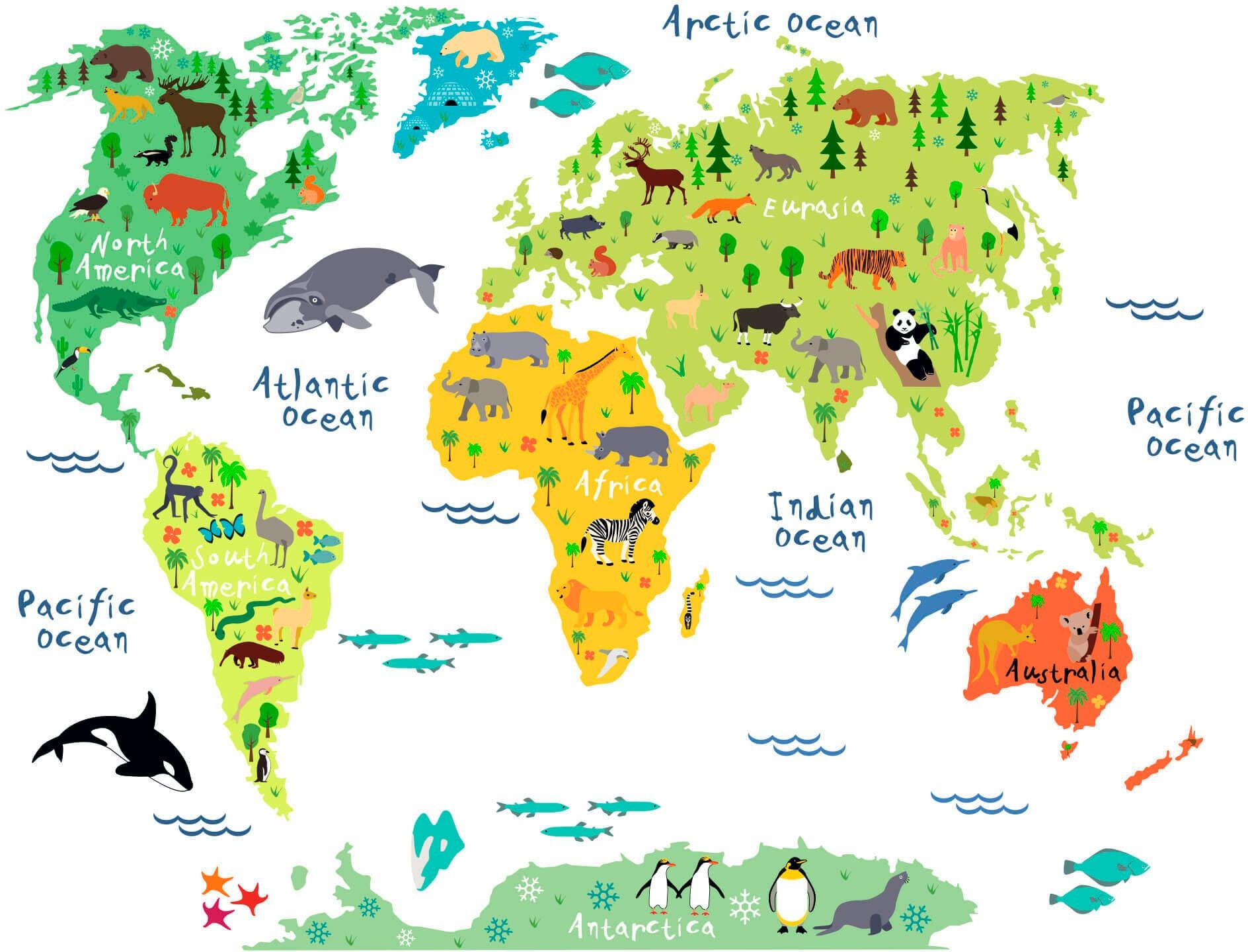 kaufen Weltkarte« Wandtattoo Wall-Art bequem »tierische