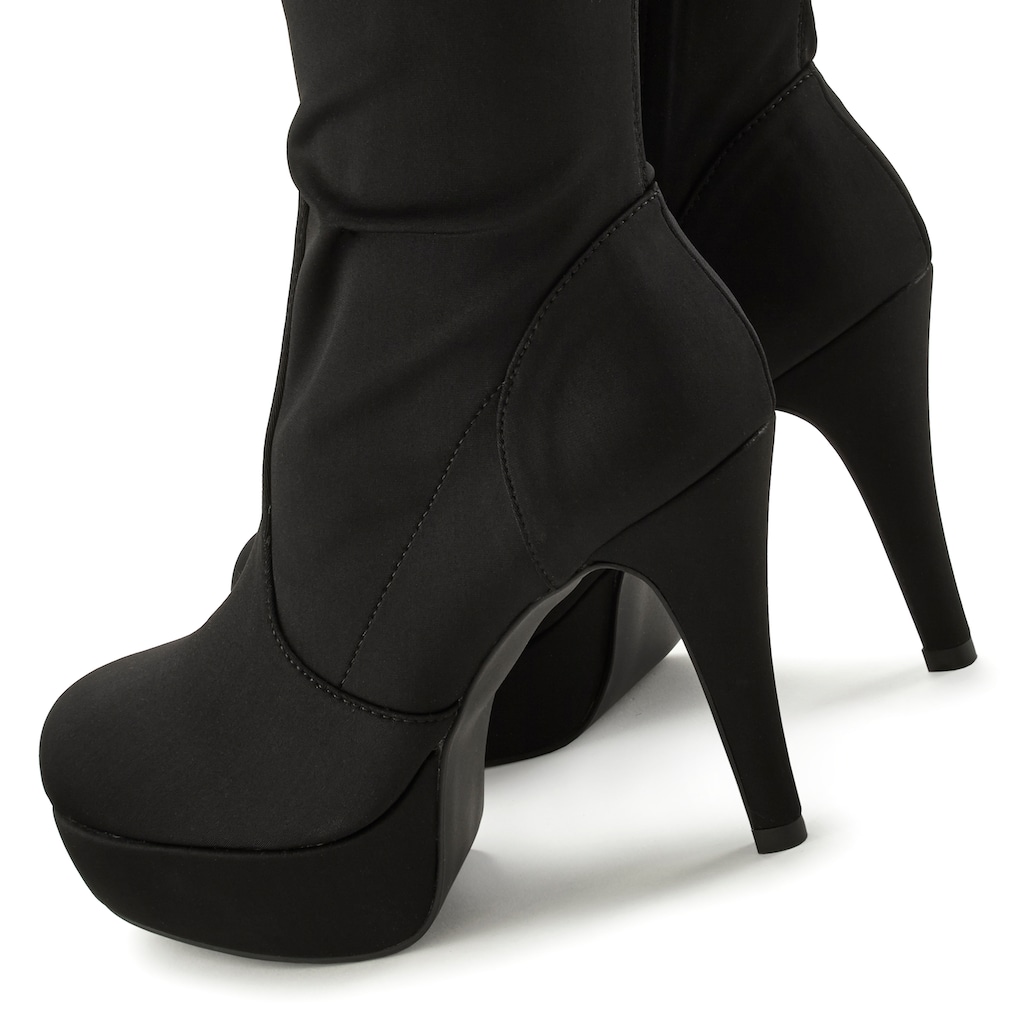 LASCANA Belle Affaire Overkneestiefel, mit langem Schaft, Plateau und Reissverschluss, High-Heel Stiefelette