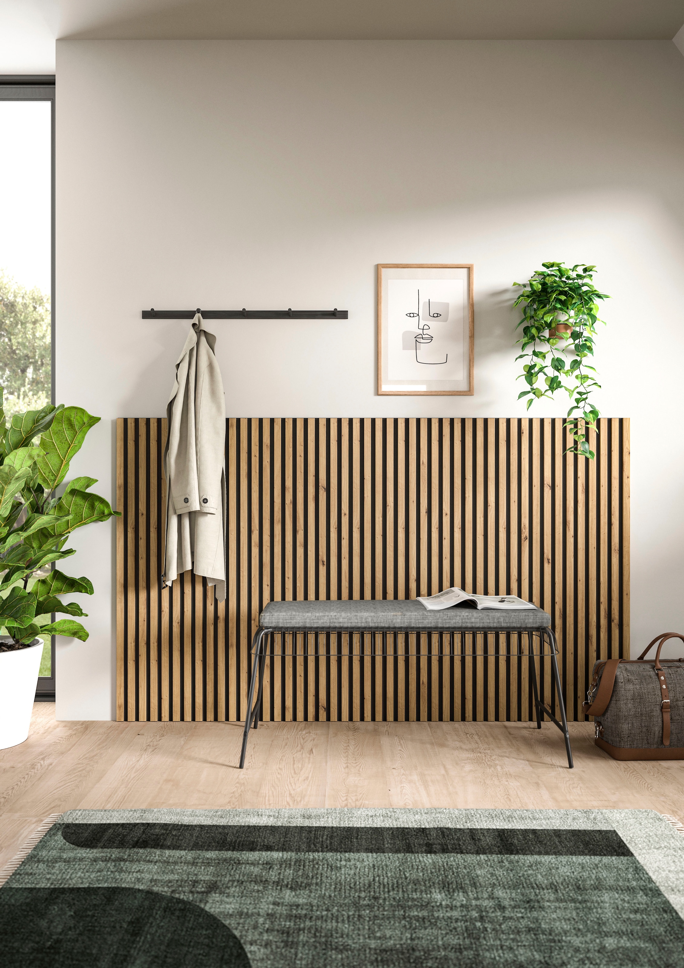 INOSIGN Wandpaneel »Silencio, 2er Set, je 40 x 120 cm, inkl. 2 Abschlussleisten«, (2 tlg.), Akustikpaneel, Paneel, Lamellenwand