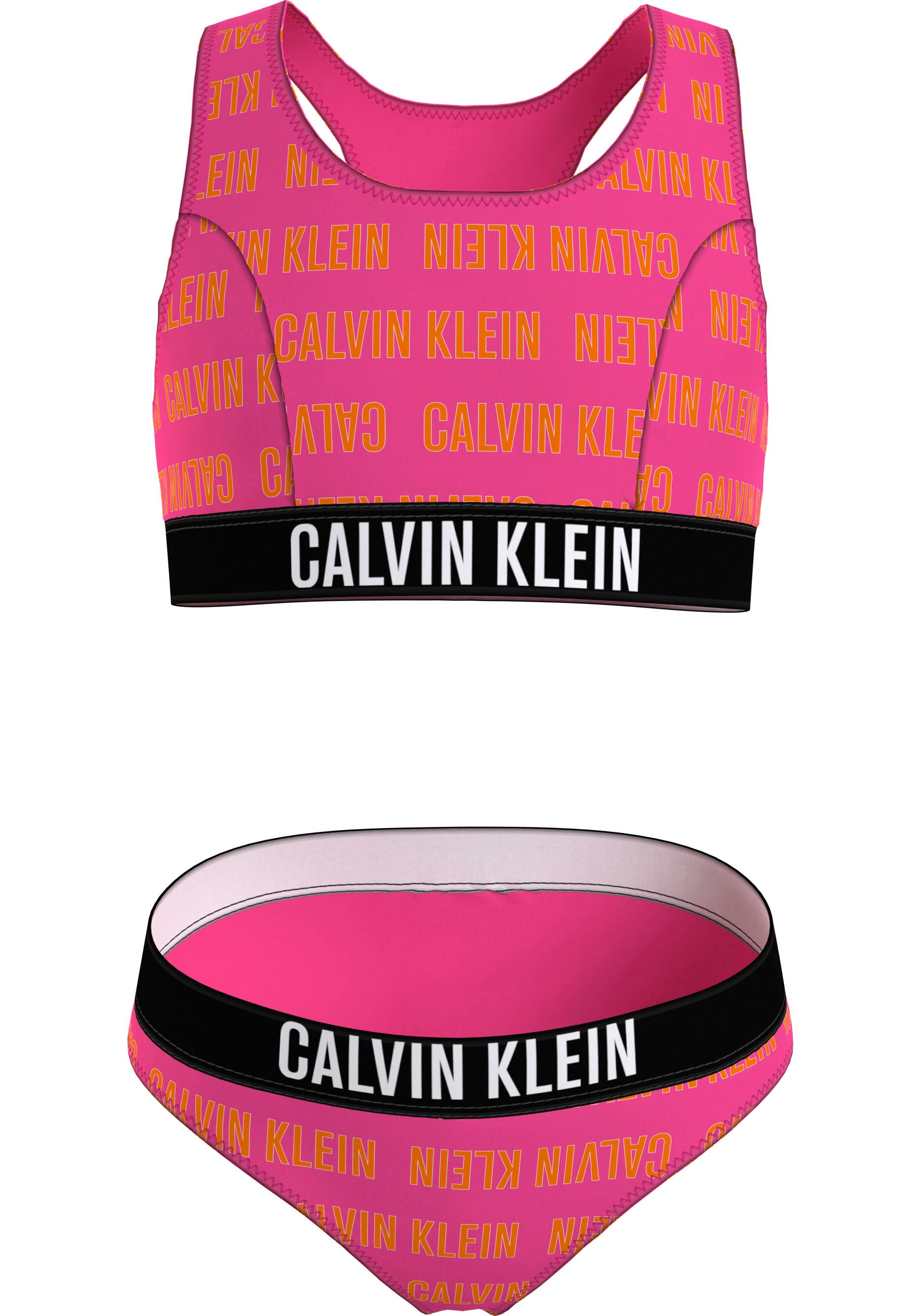 Calvin ohne Swimwear Bustier-Bikini Klein - Calvin Klein Trendige SET-PRINT«, bestellen Mindestbestellwert Logoprint versandkostenfrei »BRALETTE mit BIKINI