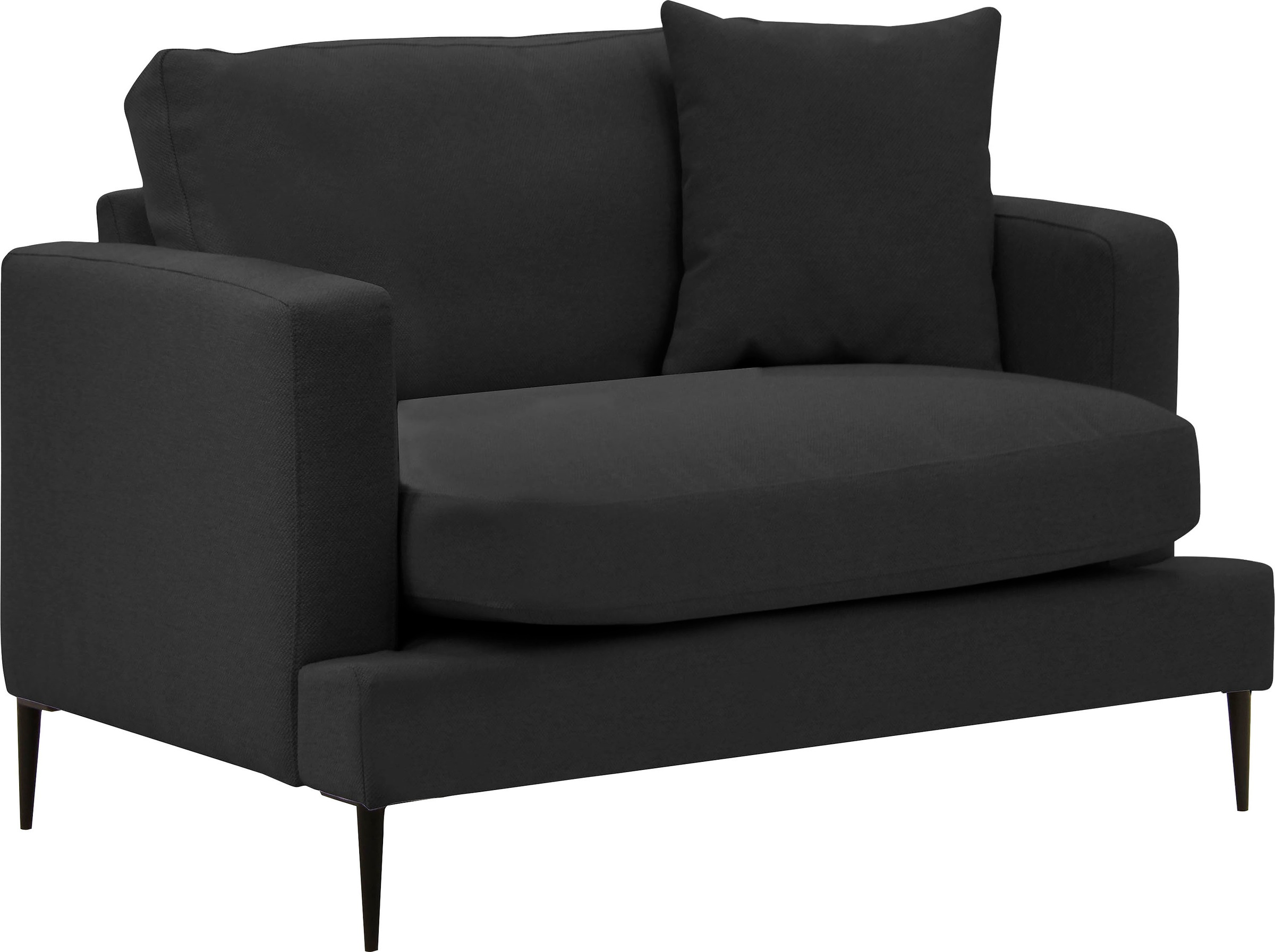 Leonique Sessel »Cozy Loungesessel, Designersessel, Masse B/T/H: 91/97/80 cm«, mit Metallbeinen und Zierkissen