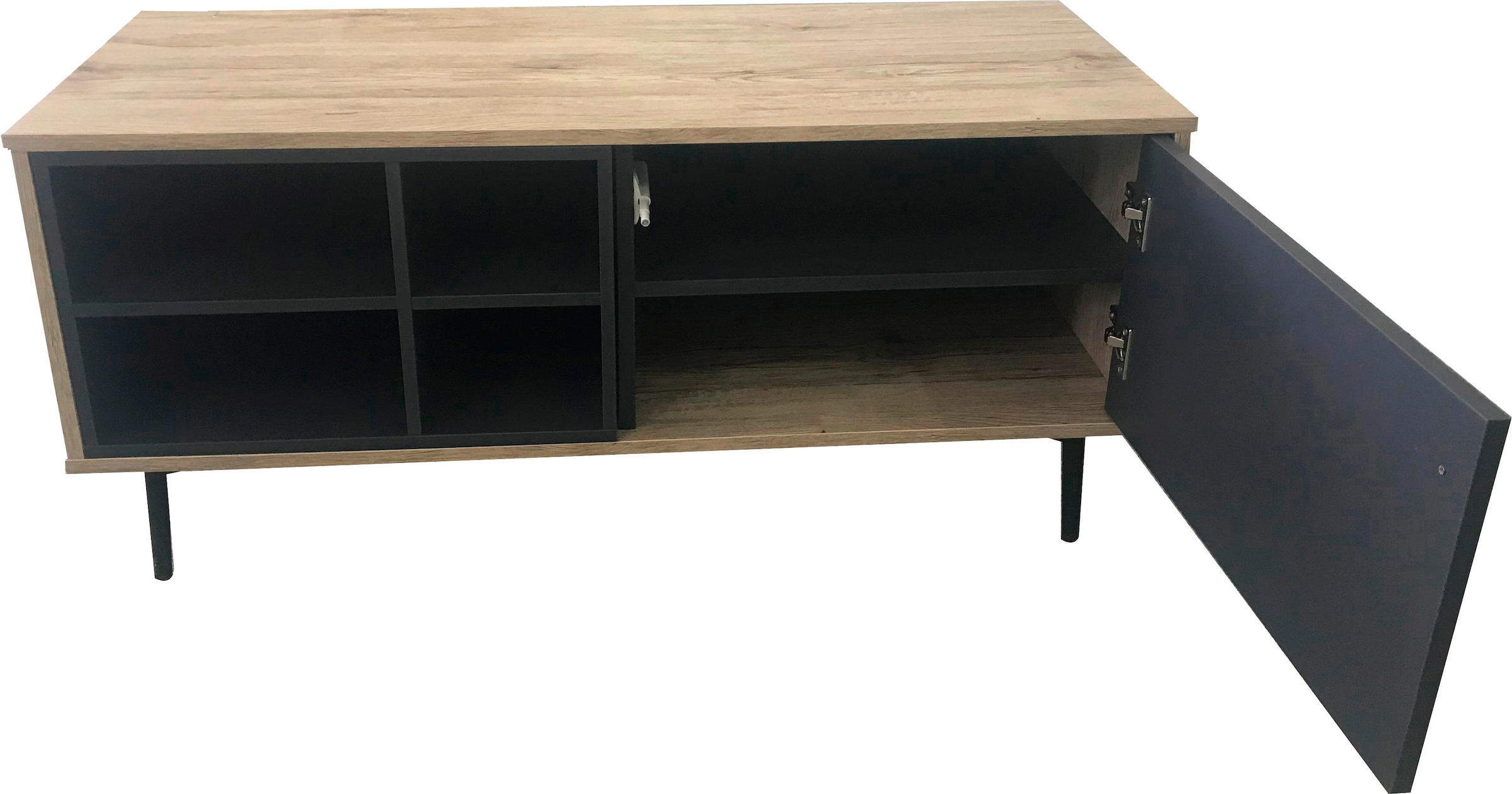 SIT Table basse »Kommode MAILBOX – Scandi‑Lowboard MDF mit Dekorfolie & Metallbeinen« meuble bas scandinave MDF avec film décoratif et pieds métalliques élégants
