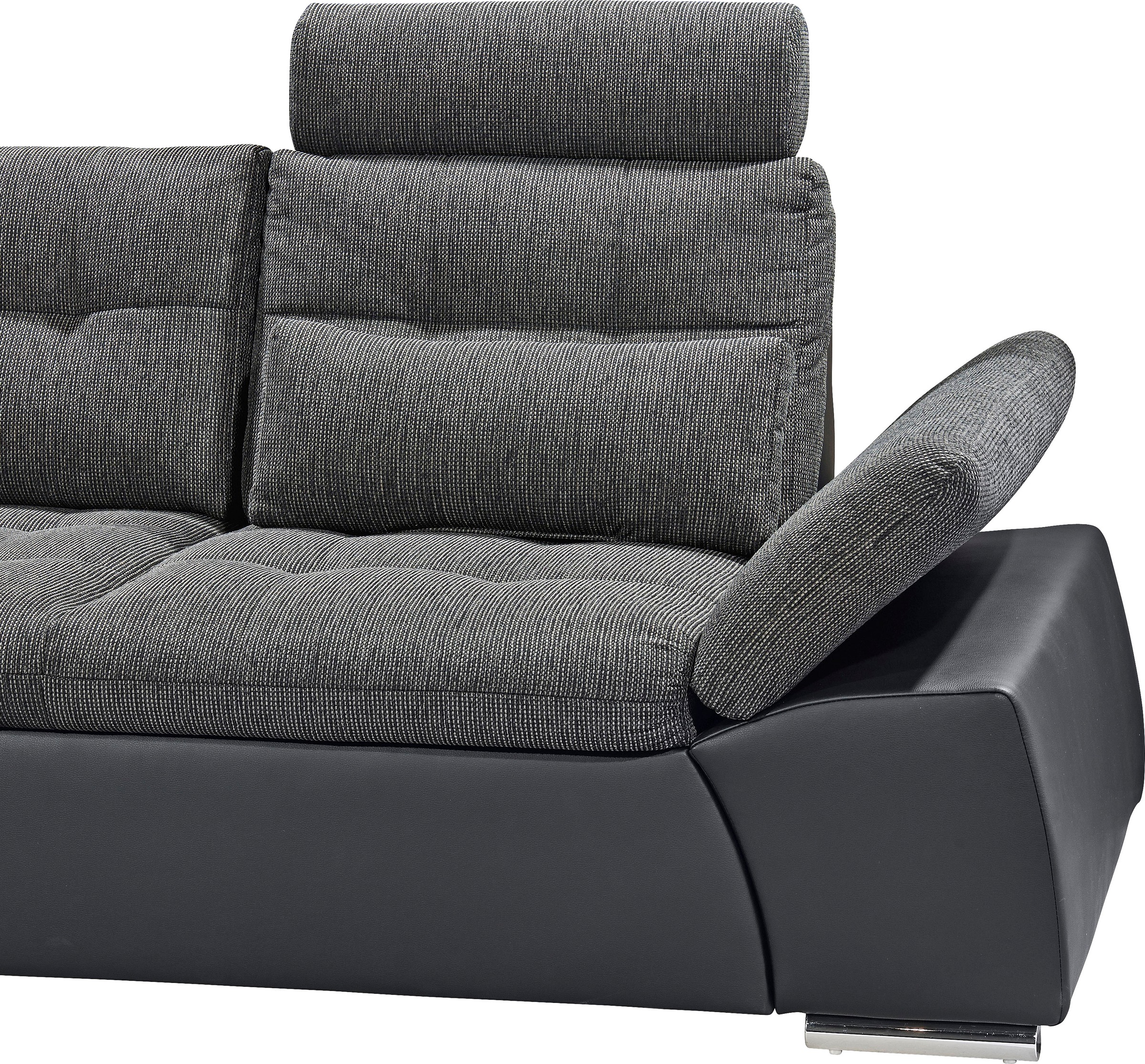 ED EXCITING DESIGN Canapé d'angle »Jakarta L-Form« mit Bettfunktion, Armteilverstellung, Kopfstützen & 2 Nierenkissen