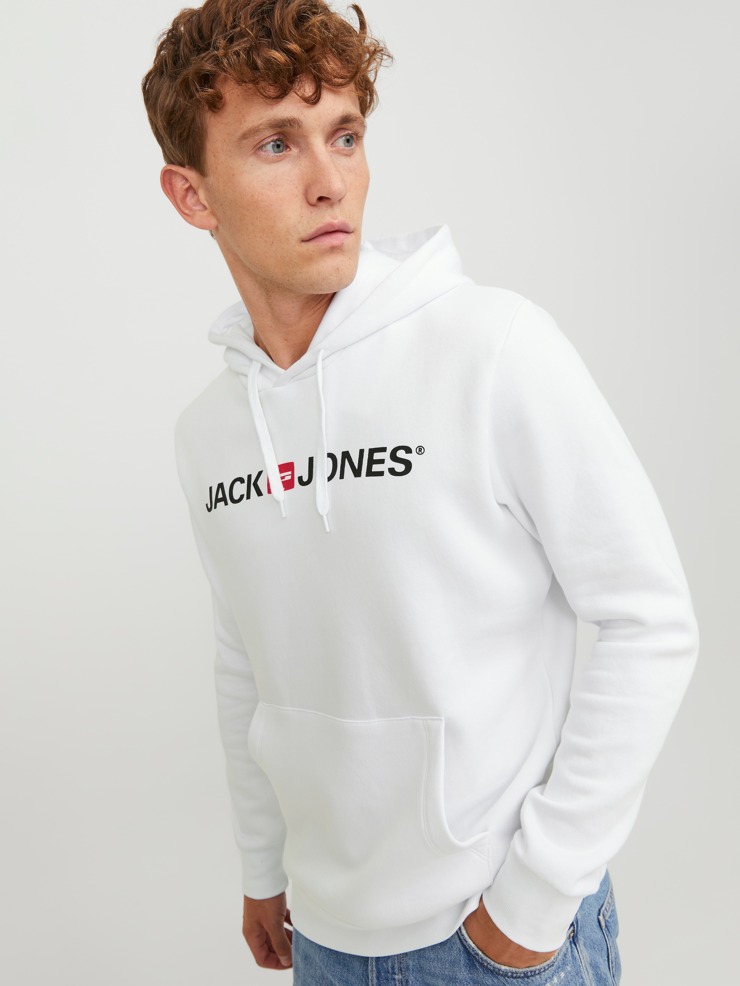 Jack & Jones Kapuzensweatshirt »JJECORP Hoodie mit Logo und hohem Tragekomfort«, bedruckt, casual, regular fit, Baumwollmischung, Rundhals

