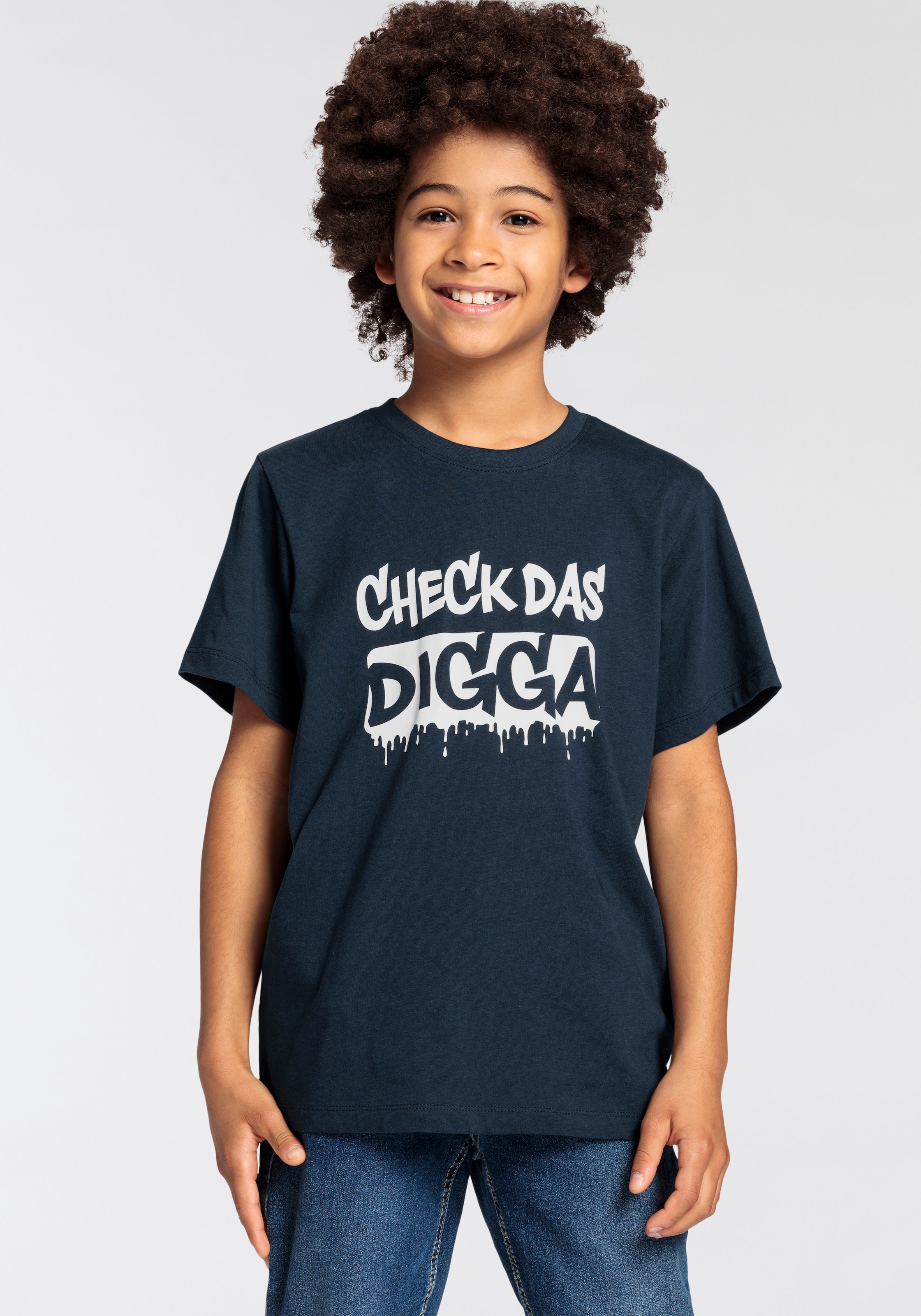 T-Shirt »CHECK Trendige DAS Sprücheshirt KIDSWORLD für kaufen versandkostenfrei Jungen DIGGA«,