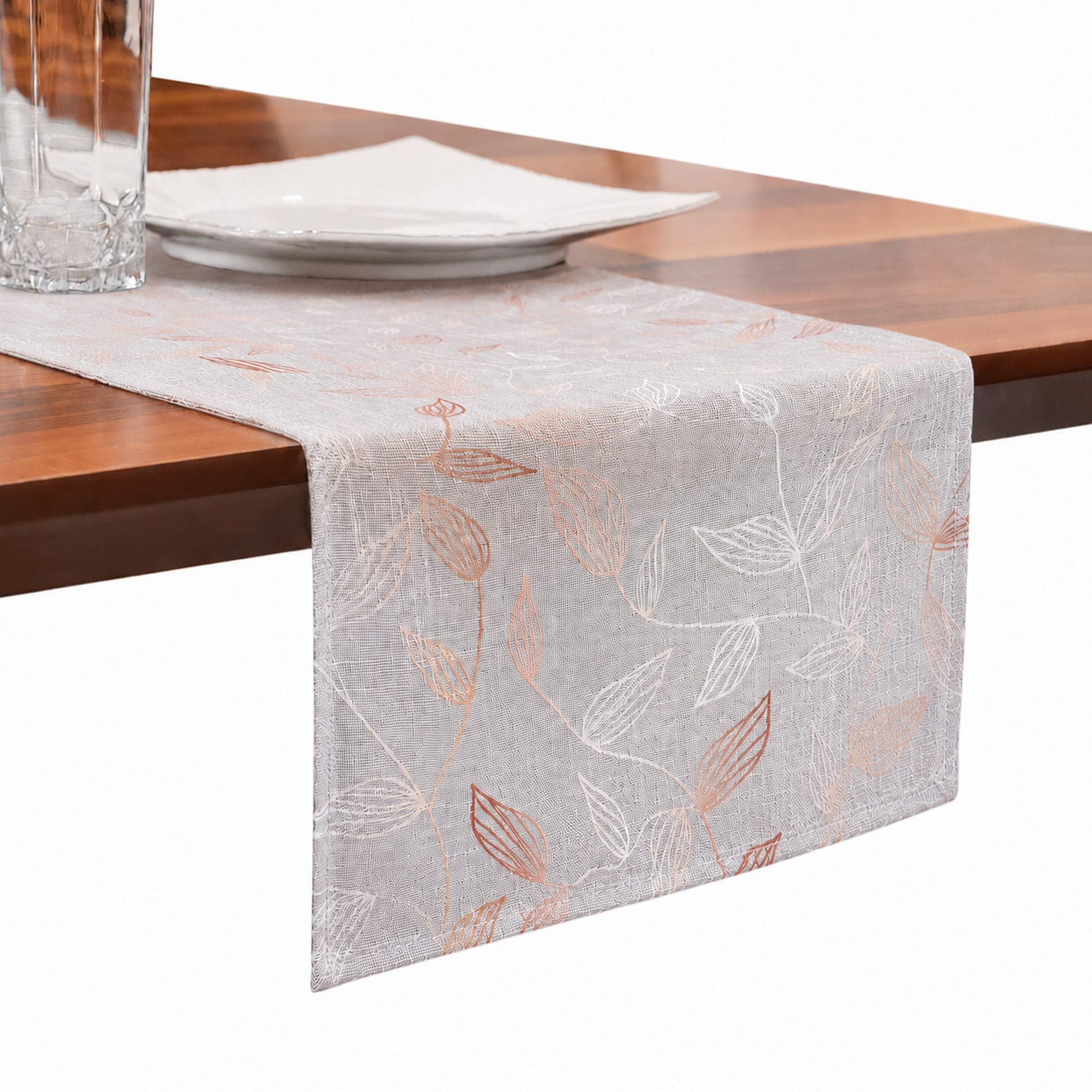 Image of GOODproduct Tischläufer "Raffon, 1 Stück, Leinenoptik, halbtransparent, Dekoration," Leinen Optik, Blattmotiv, Esszimmer, Deko, halbtransparent/blickdicht.