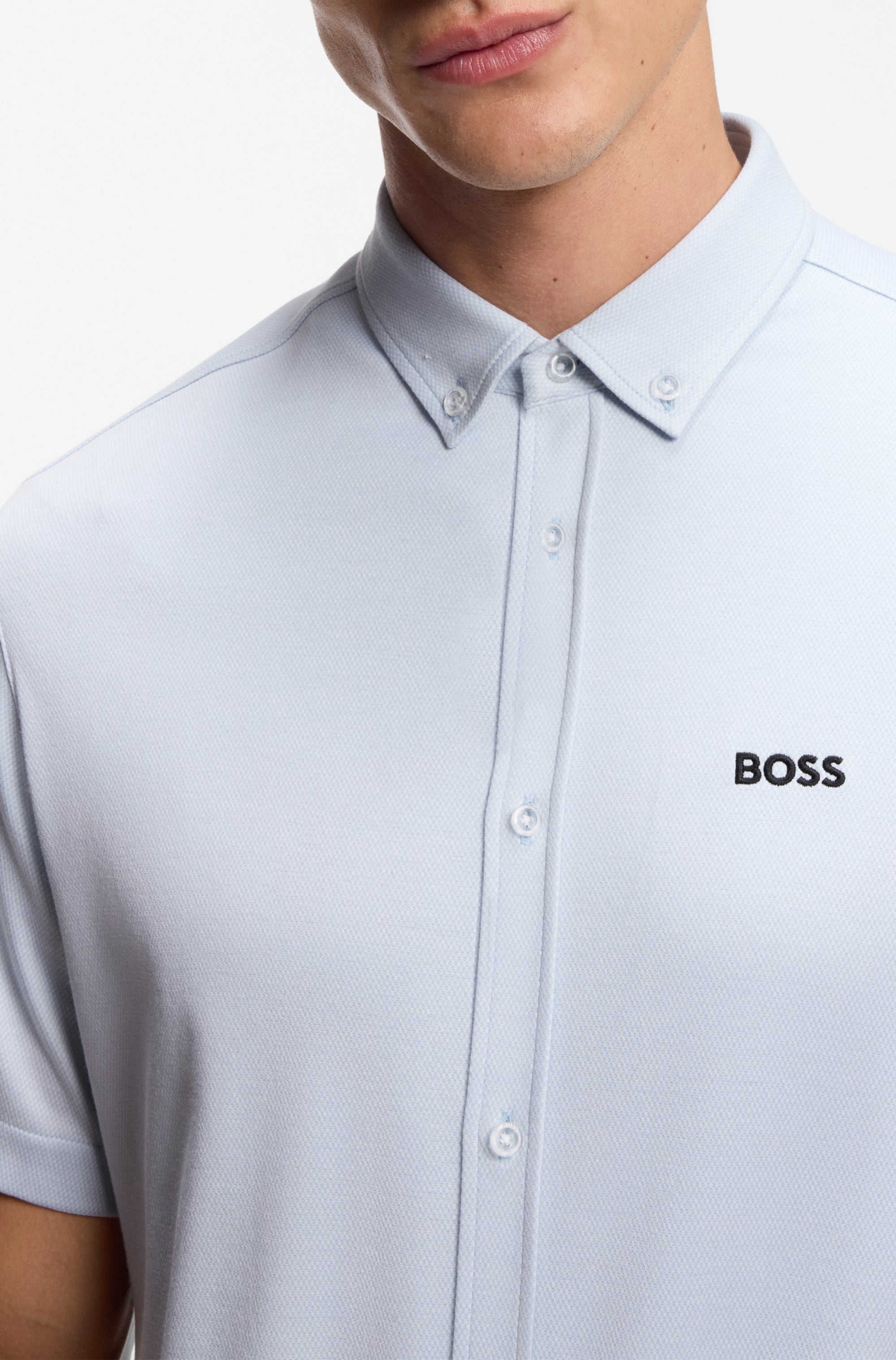 BOSS GREEN Chemise à manches courtes »Motion S« Regular Fit, Button-down-Kragen, Kurzarm, Logo-Stickerei