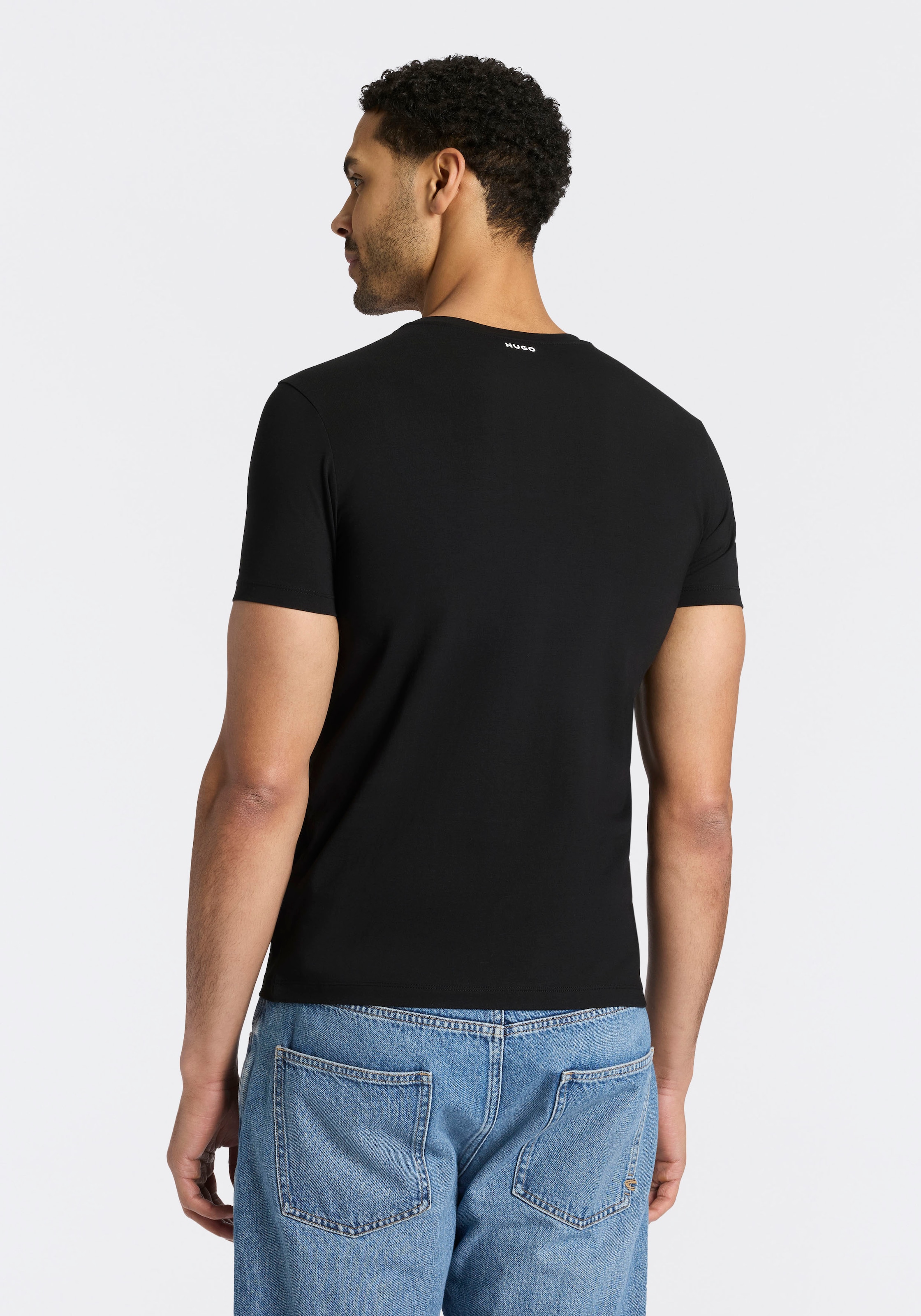 HUGO T-shirt »HUGO-Round« Paquet, lot de 2,  col rond, slim fit, impression logo HUGO
