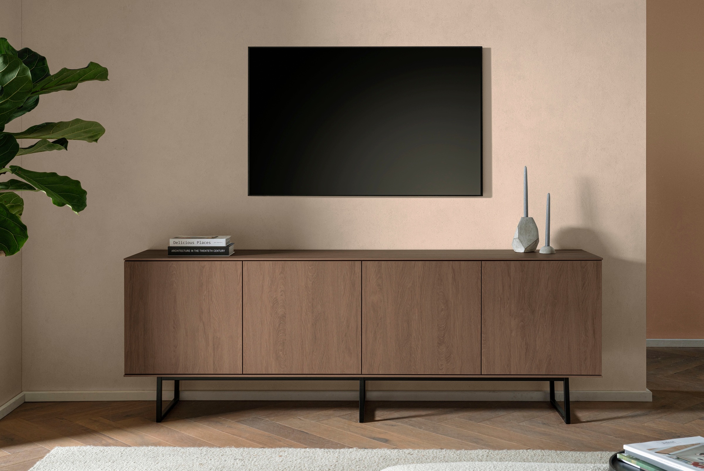 Image of Home affaire Lowboard "Lund, moderner TV-Unterschrank, Kommode mit Kufengestell" optisch dünner Oberboden, hochwertige Optik, ausreichend Stauraum