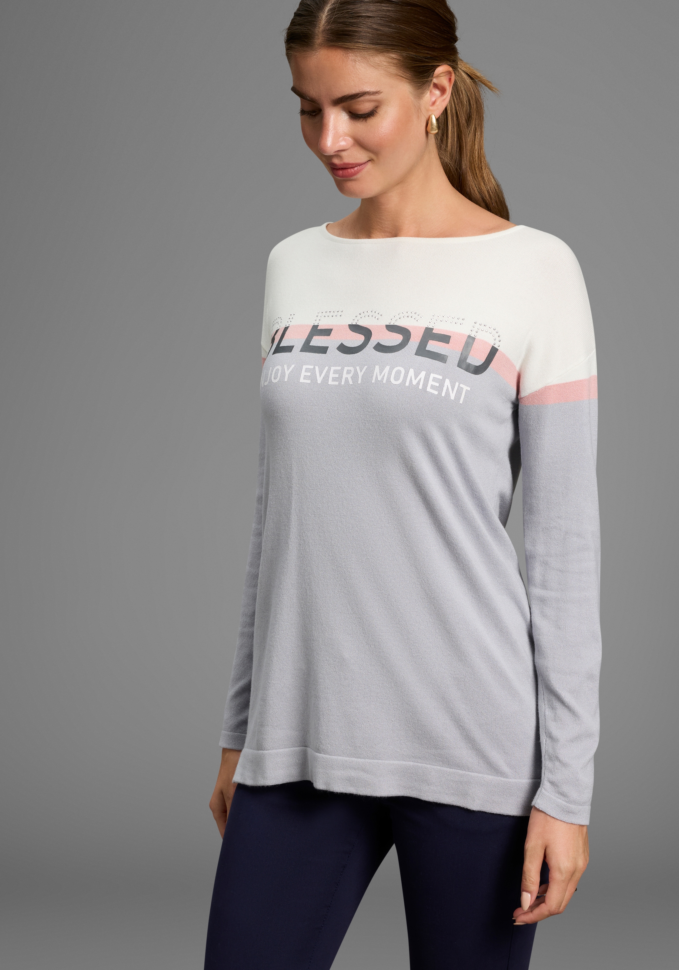 Image of Laura Scott Strickpullover Feinstrickpullover mit dezent glitzerndem Print