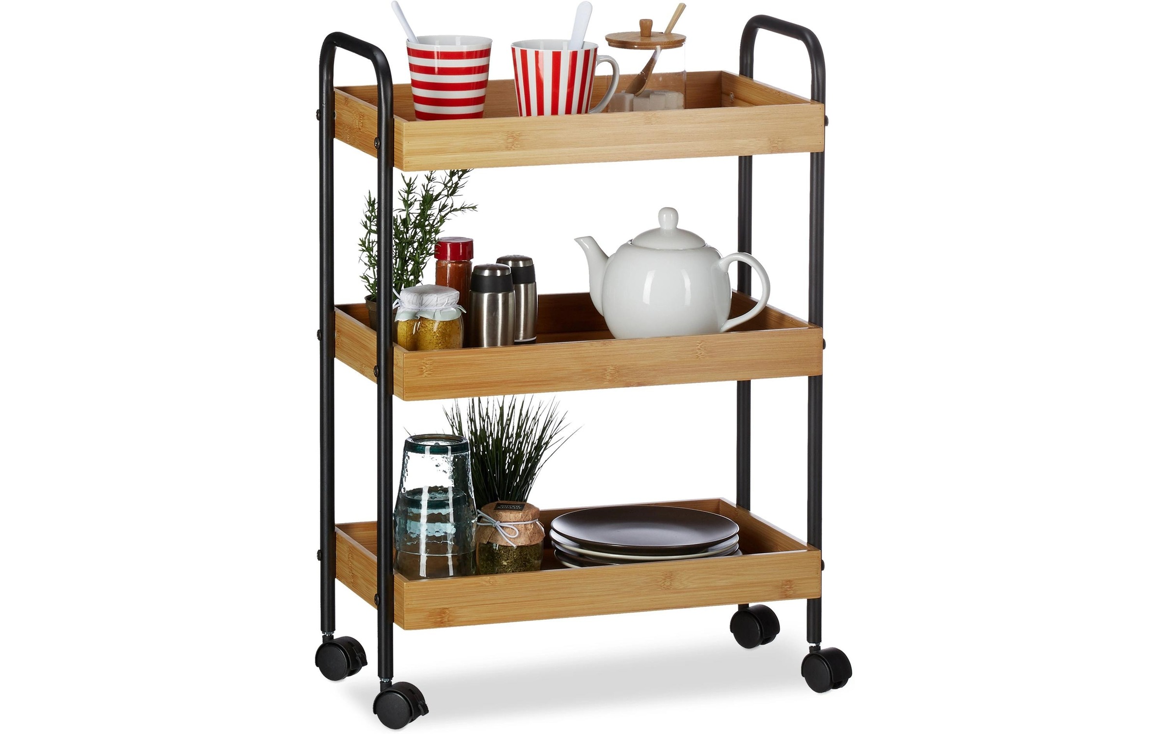 Image of relaxdays Servierwagen "mit 3 Ablagen 70 x 50 x 28 cm"