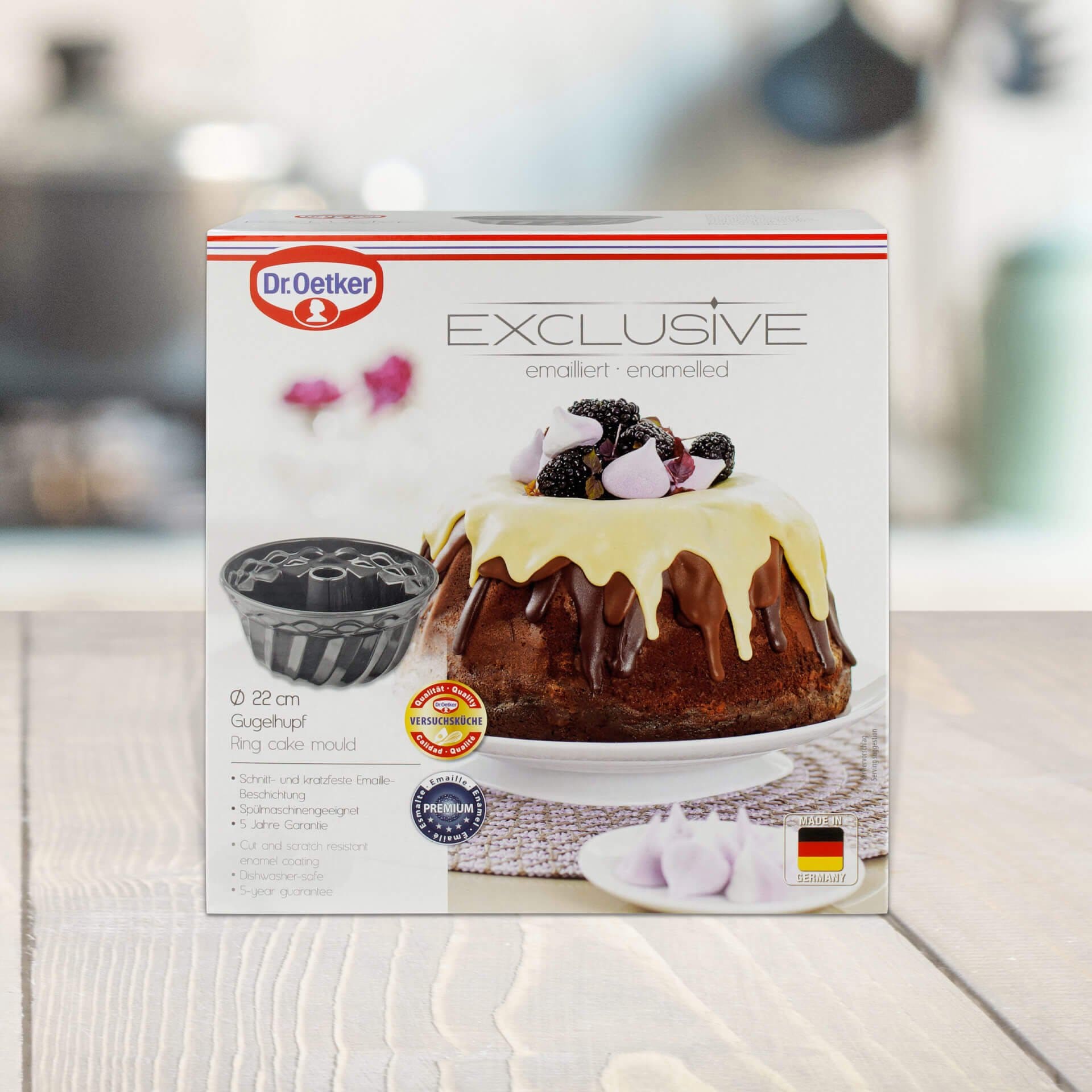 Dr. Oetker Küchenhelfer Gugelhupfform »Exclusive, 22 cm, perfekt für gleichmässige Backergebnisse« Aus emailliertem Stahlblech, kratzfest, bis 400°C, Made in Germany