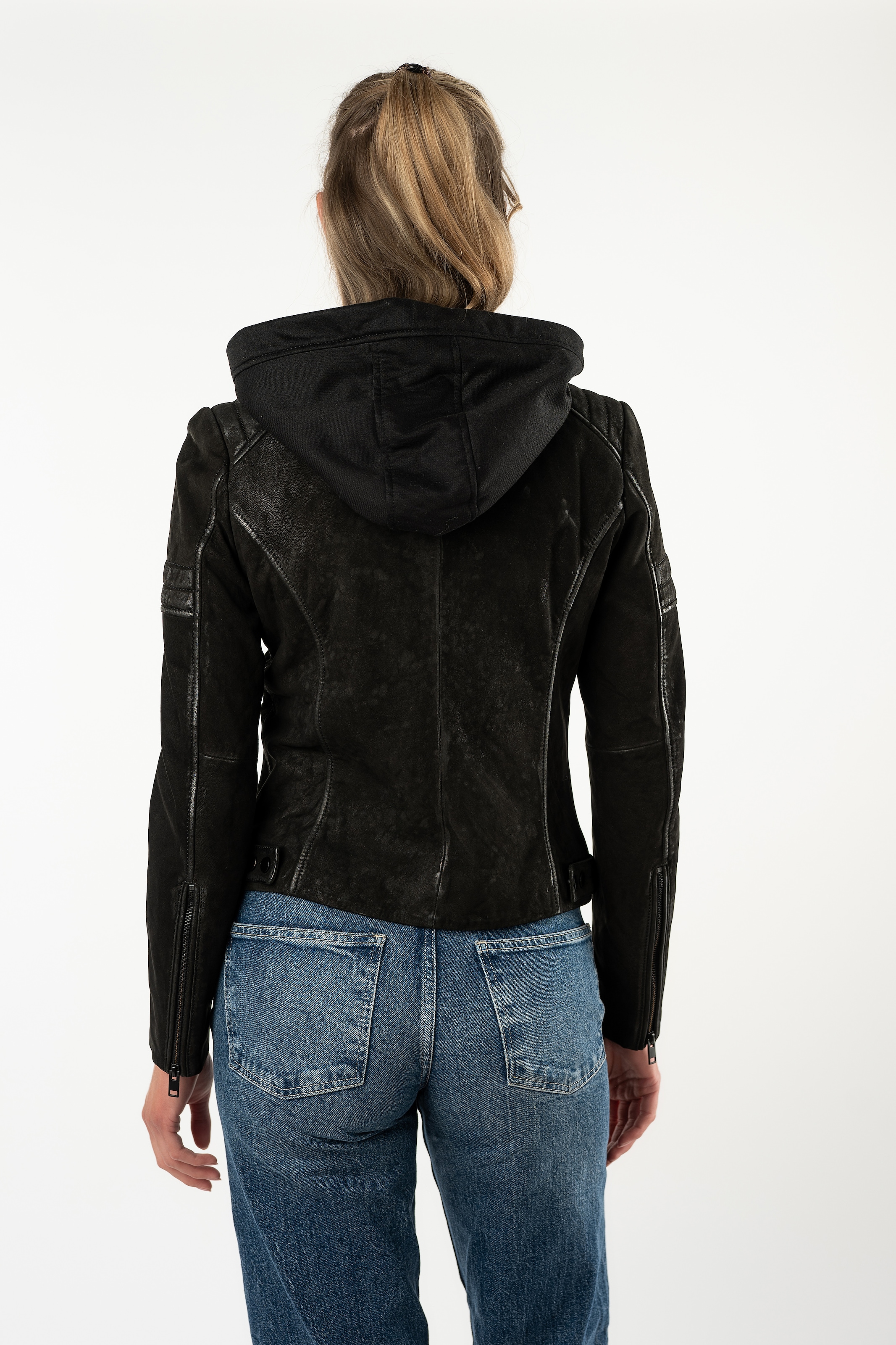 Mauritius Lederjacke »MWShary SF« mit Kapuze mit abnehmbarer Kapuze, Slim Fit