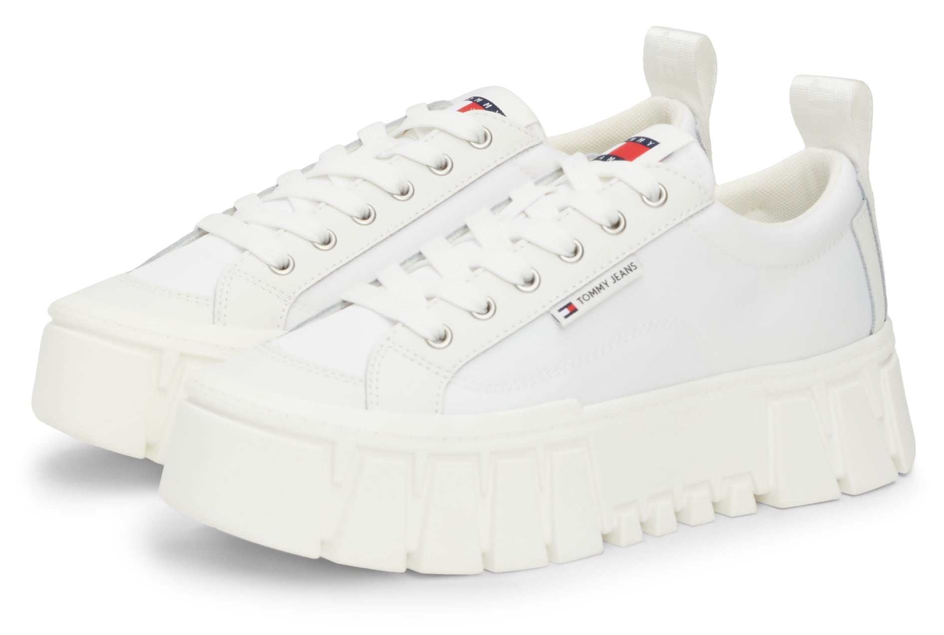 Tommy Jeans Plateausneaker »TJW VULC FLATFORM LC MIX MEDIA«, Freizeitschuh, Halbschuh, Schnürschuh mit derber Sohle