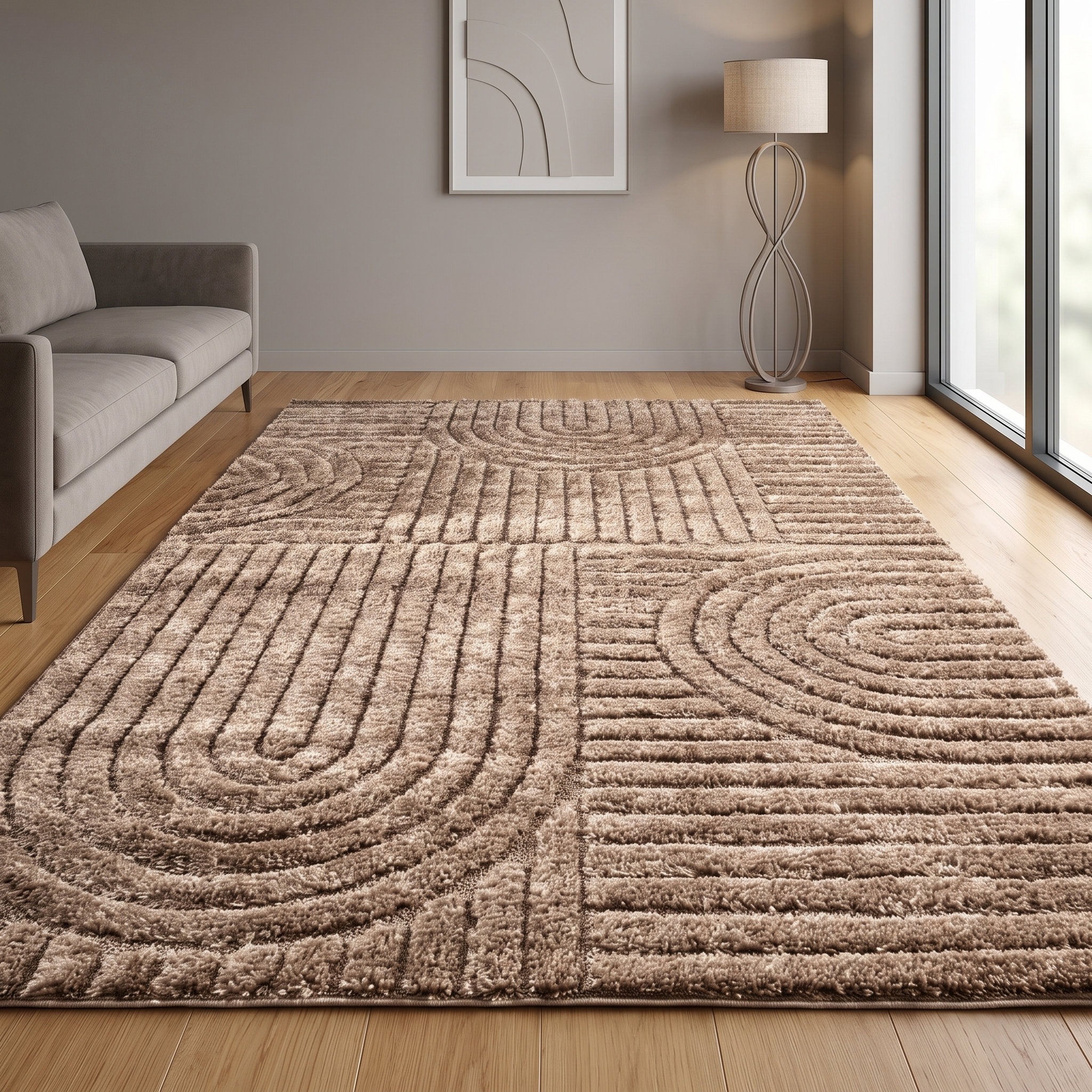 GOODproduct Teppich »Jonne, Boho-Design, Scandi, Designteppich« rechteckig 20 mm Höhe Hoch-Tief, 3D Optik, skandinavischer Stil, Wohnzimmer, Schlafzimmer
