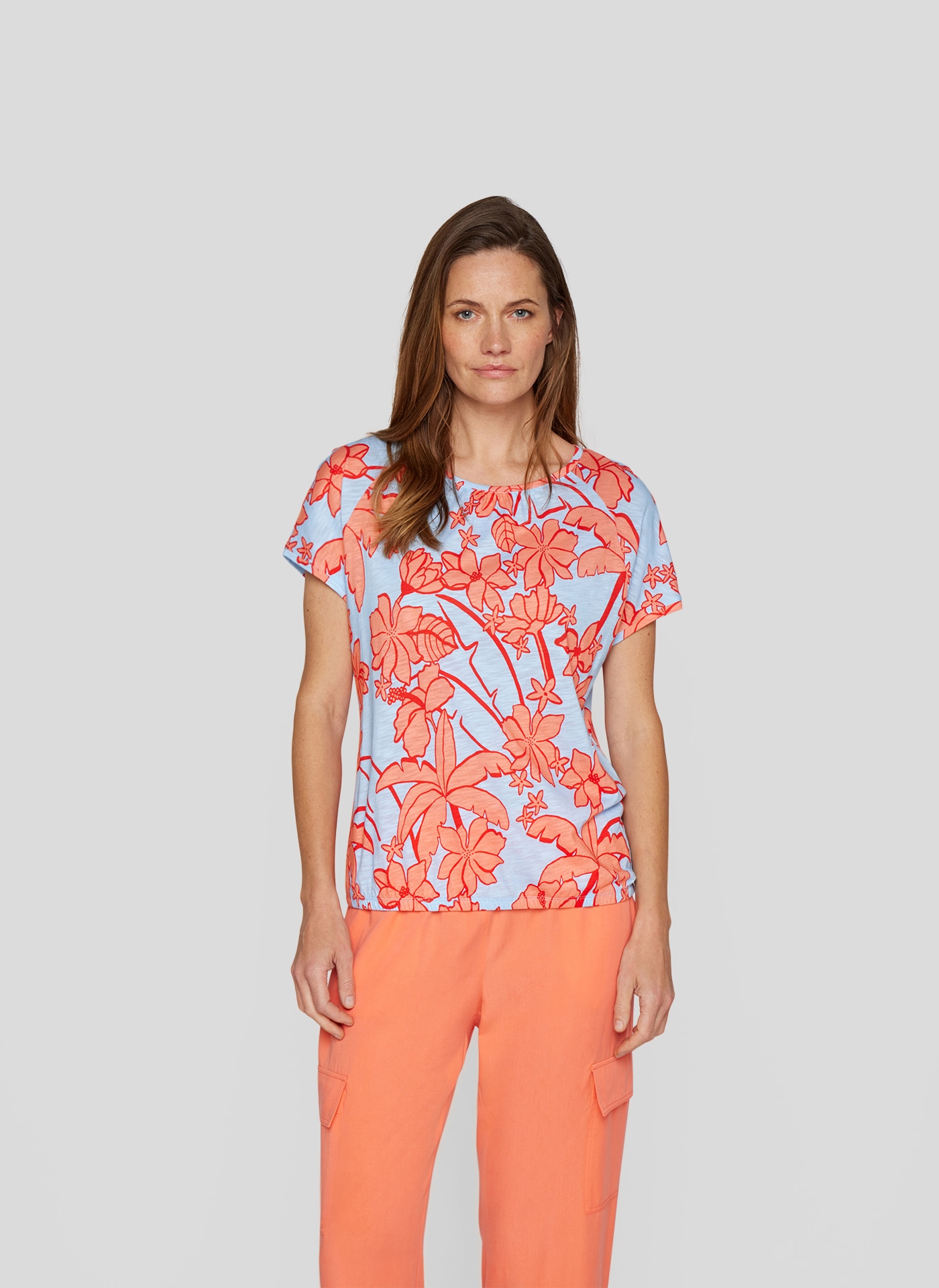 Image of Rabe Kurzarmshirt mit floralem Muster mit aus einer Viskosemischung