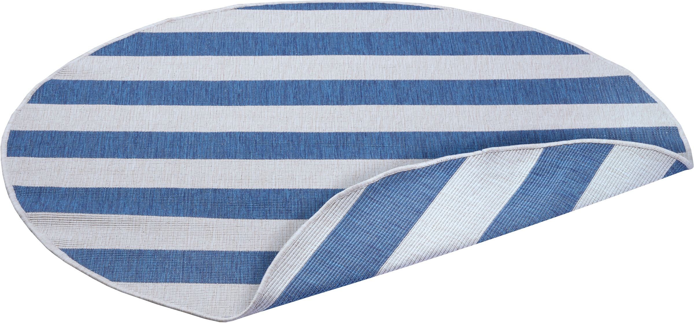 Image of andas Teppich »Alan«, rund, 5 mm Höhe, In - und Outdoor geeignet, Wendeteppich mit Streifen, Skandi, Flachgewebe, Wetterfest & UV-beständig, besonders flach, Teppiche für Balkon, Terrasse, Wintergarten, Küche, Esszimmer, Wohnzimmer bei Ackermann Versand S