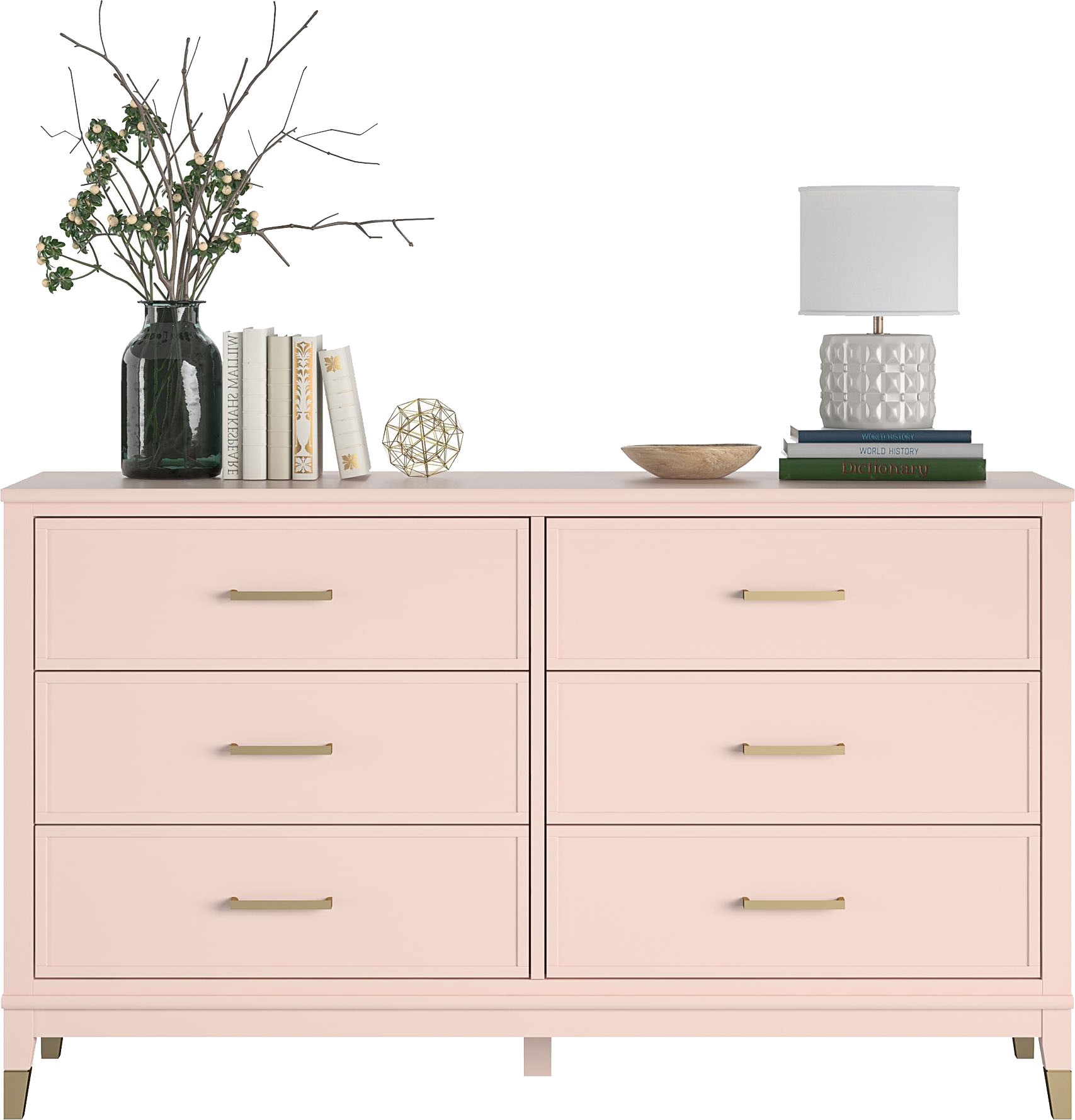 GOODproduct Commode »Westerleigh« mit 6 Schubladen, MDF, Beine aus Massivholz, Höhe 85 cm, Breite 145 cm